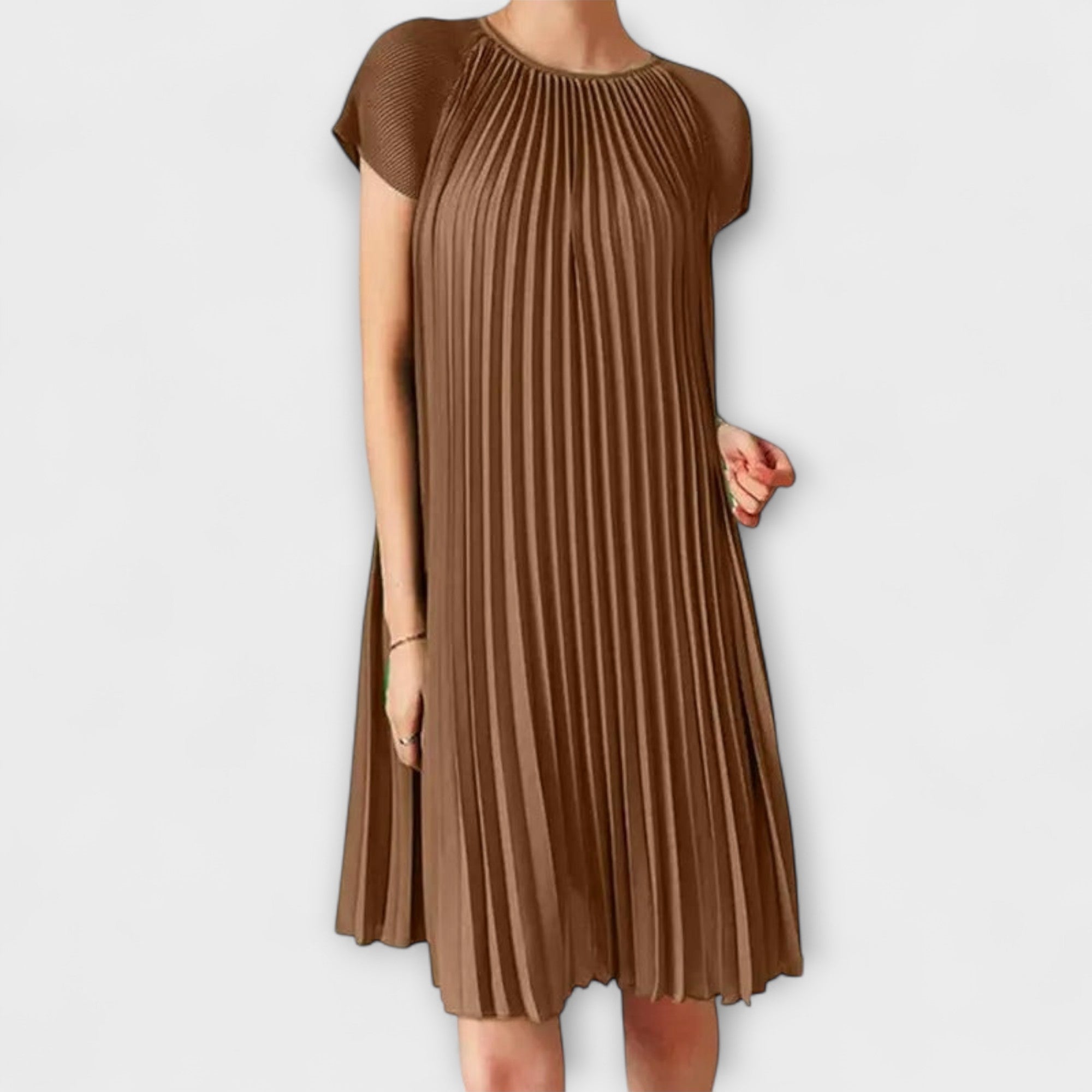 Women’s Pleated Dress, Formal Fit, Timeless Silhouette, Elegant Tailored Design