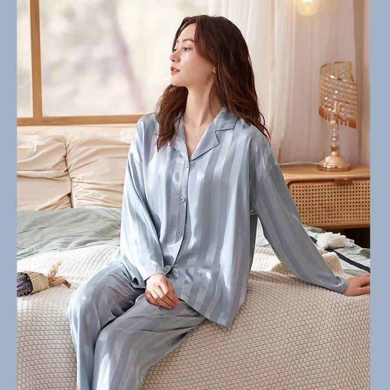 Women’s Satin Pyjama Set, Comfortable Fit, Elastic Waistband, Chest Pocket, Soft Silky Fabric