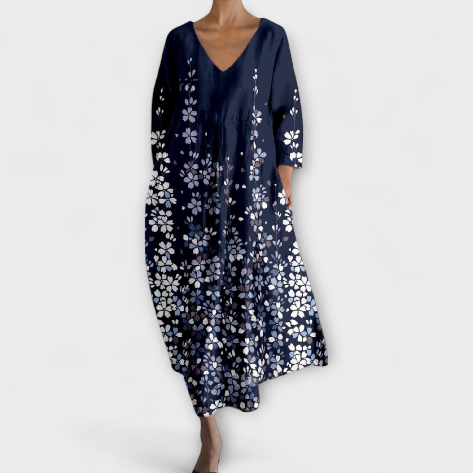 Women’s Sleeveless Maxi Dress, V-Neck, Fluid Fit, Butterfly Net Fabric