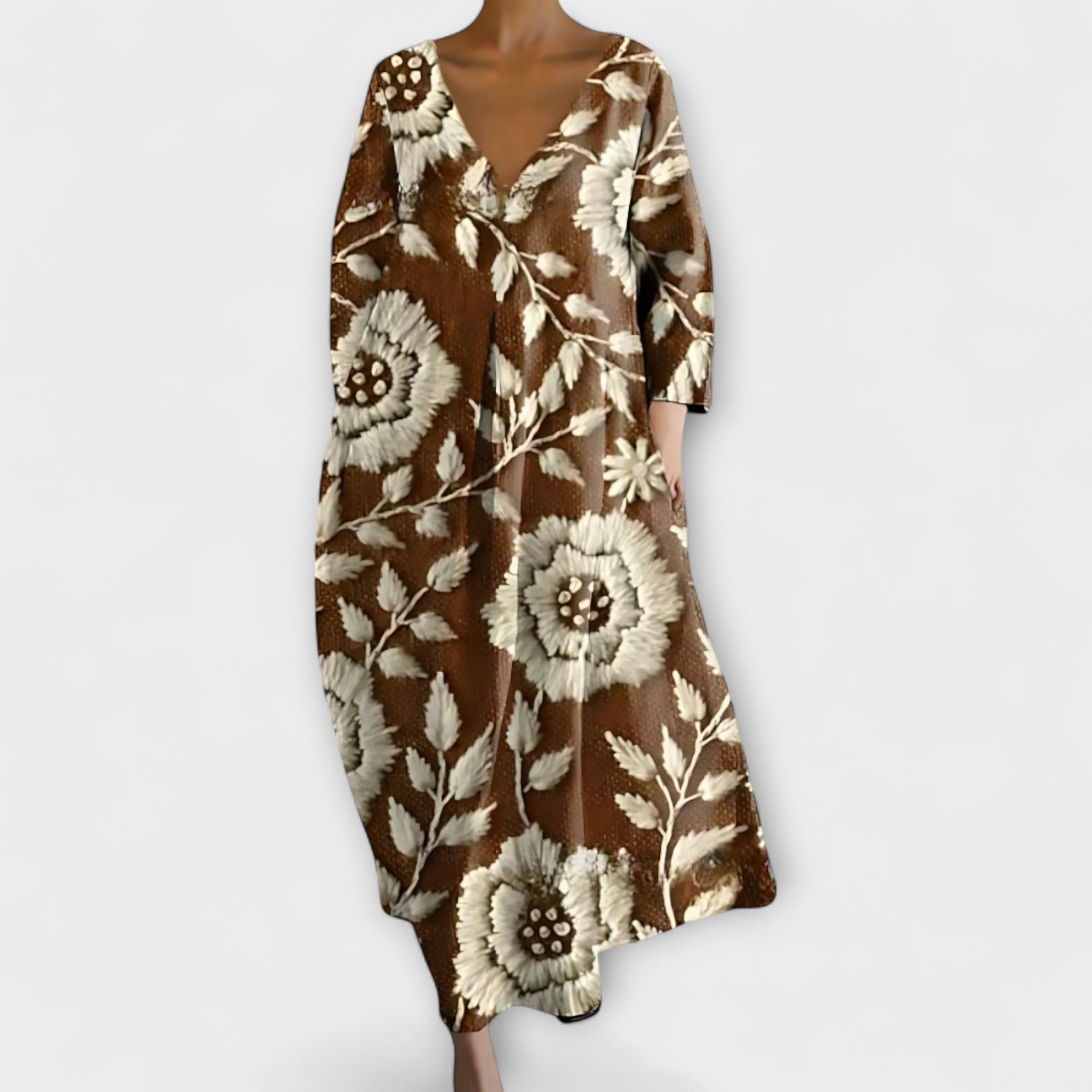 Women’s Sleeveless Maxi Dress, V-Neck, Fluid Fit, Butterfly Net Fabric