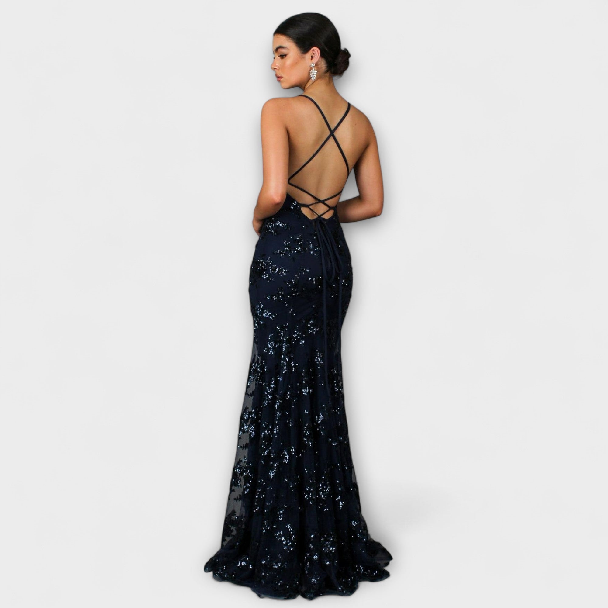 Women’s Sleeveless Sequin Dress, Backless V-Neck, True to Size, Polyester