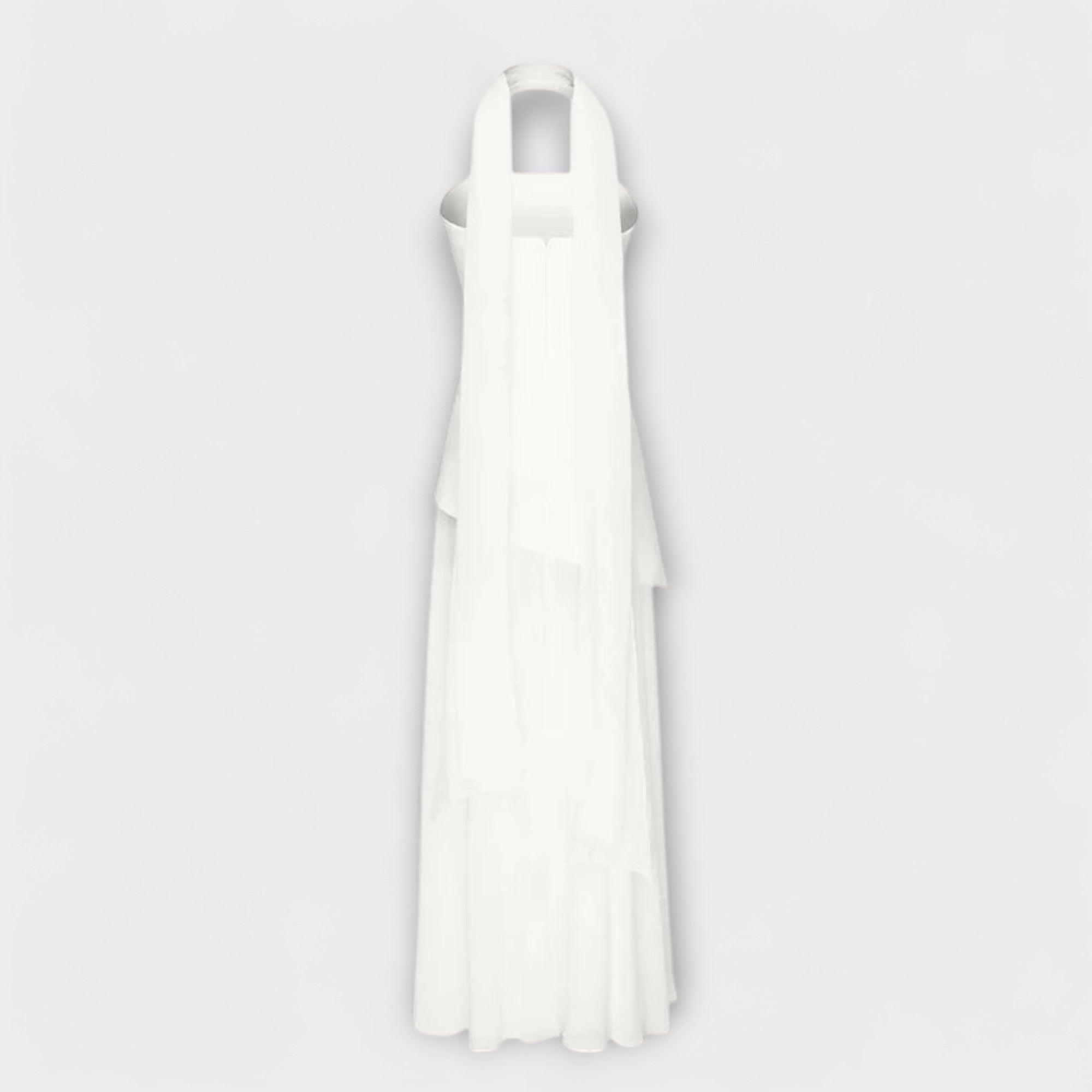 Women’s Strapless Ankle-Length Dress, Sleeveless, Regular Fit, Polyester, Sheer Chiffon Overlay, High Side Slit