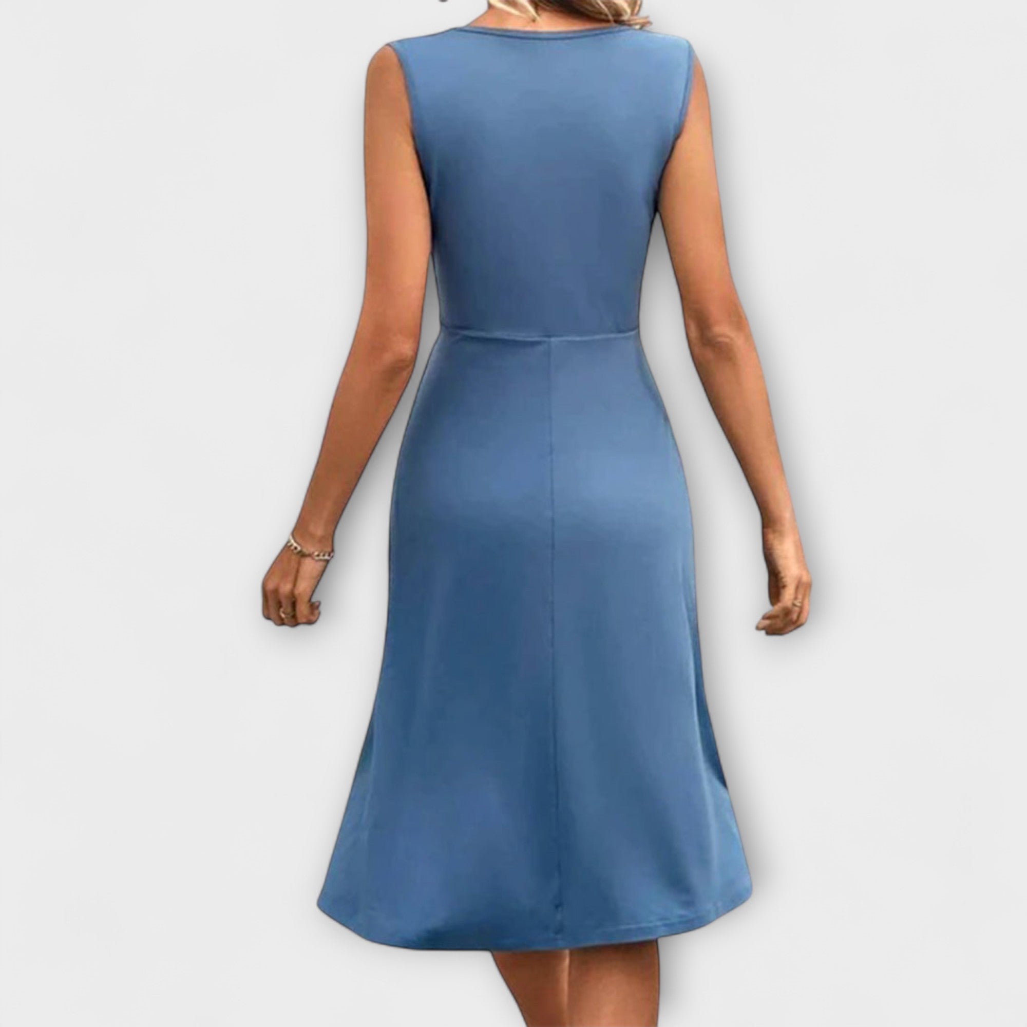 Women’s Summer Dress, Lightweight Breathable Fabric, V-Neck, Ruffled Sleeves, Flattering Waist Fit