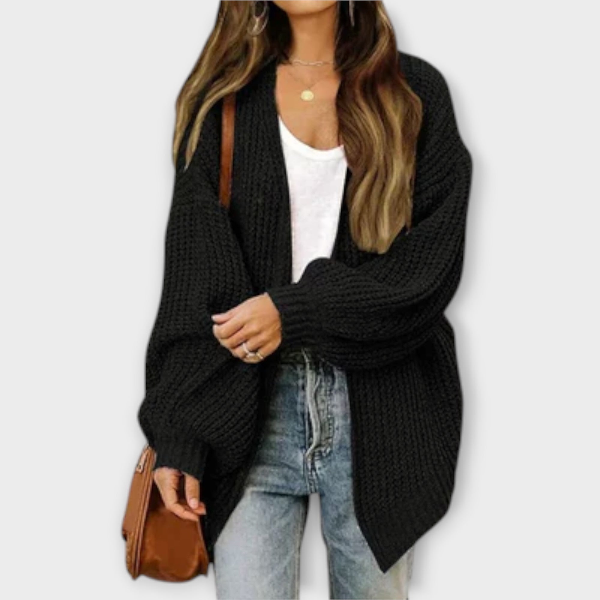Women’s Synthetic Cardigan, Long Sleeve, Open Neckline, Relaxed Fit, Versatile Layering Piece