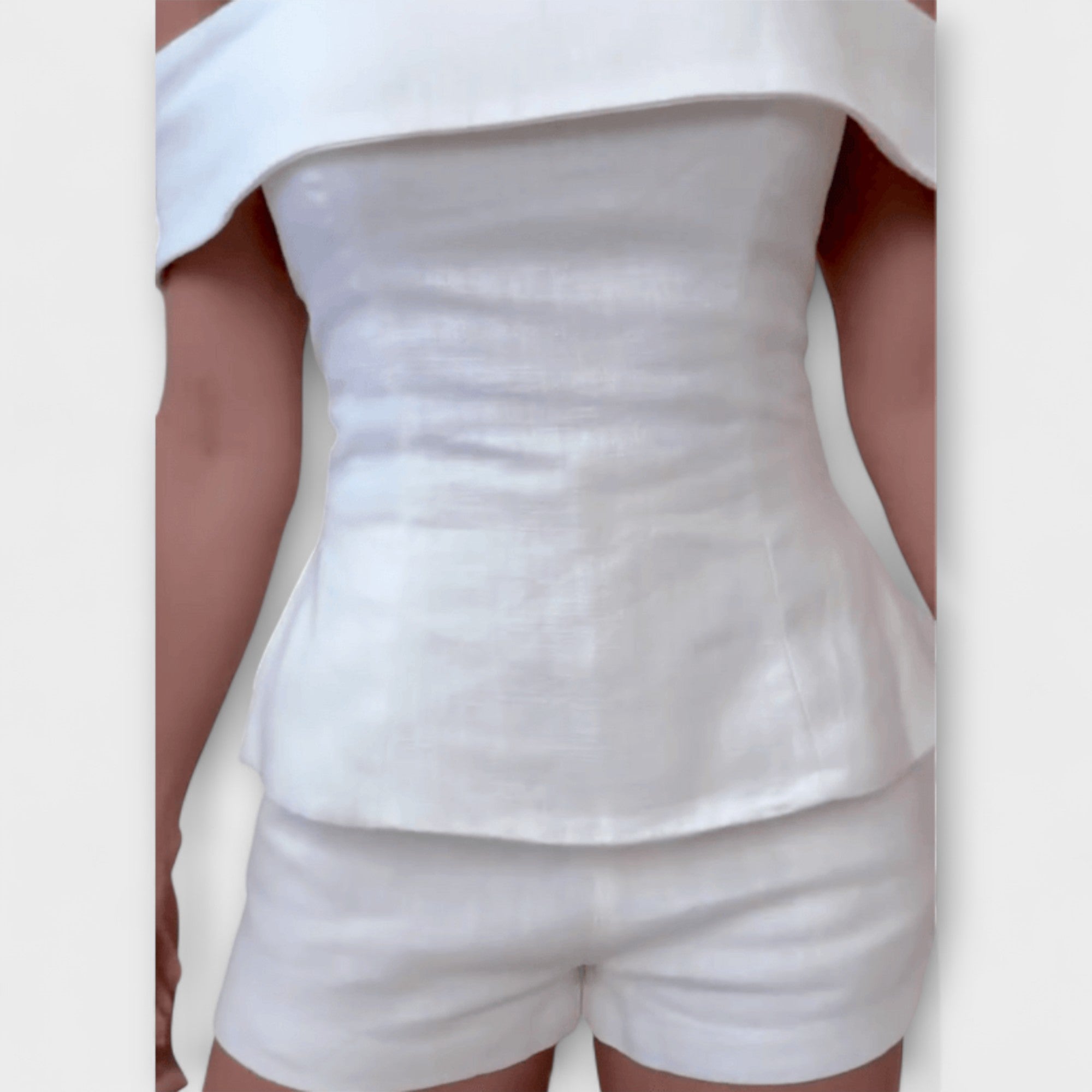 Women’s Tailored Crop Top and Trousers Set, Polyester Cotton Blend, Button-Up, Zip and Button Closure, Tailored Fit