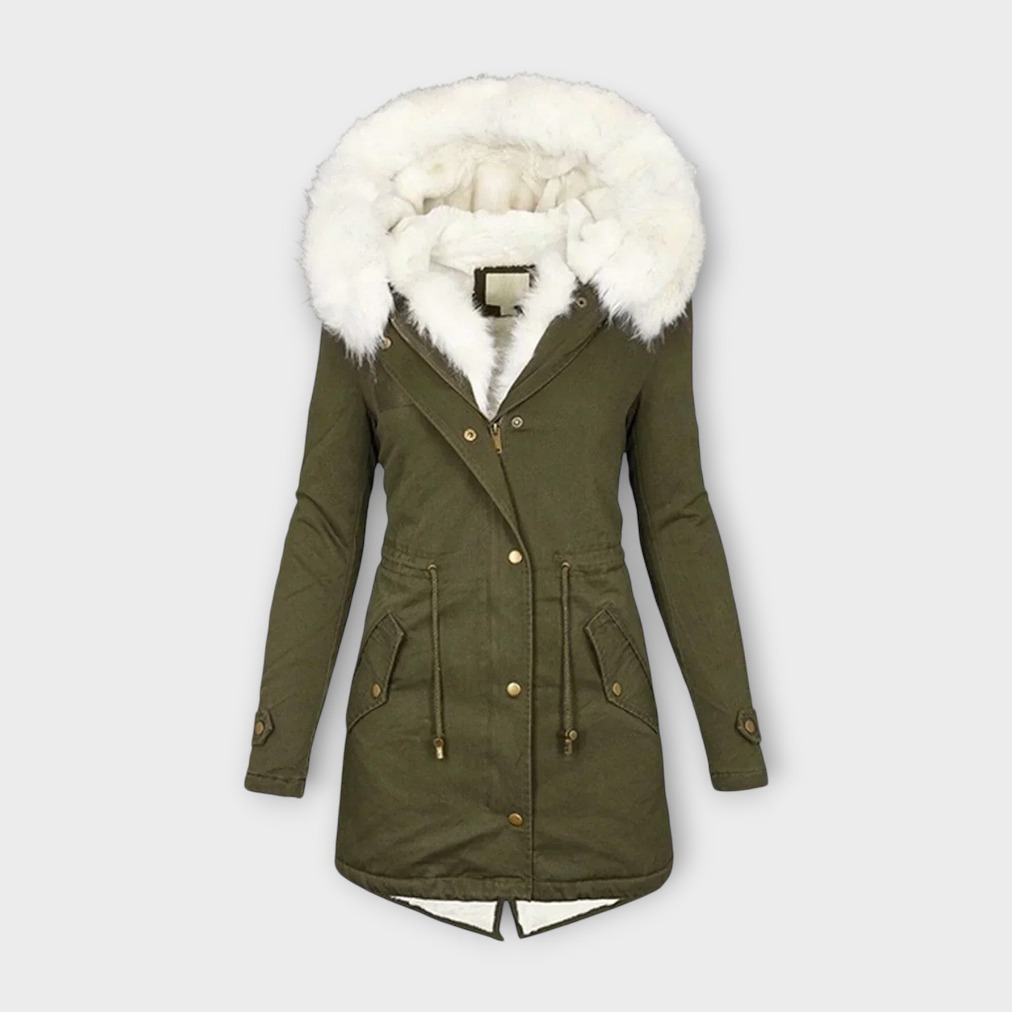 Women’s Winter Jacket, Extended Length, Long Sleeve, Insulated with Fur Lining, Weather-Resistant