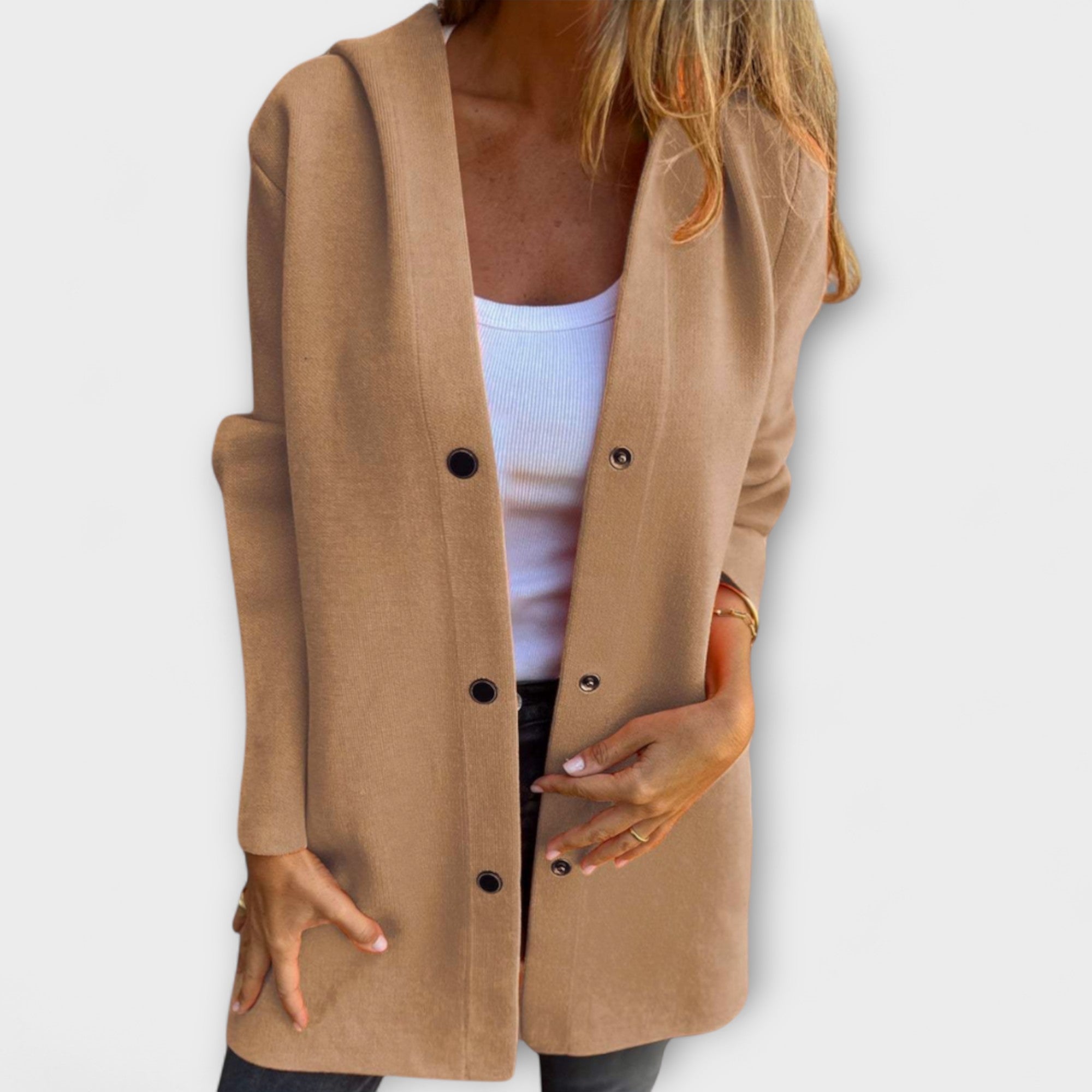 Women’s Hooded Jacket, Single-Breasted, Relaxed Fit, Casual Outerwear
