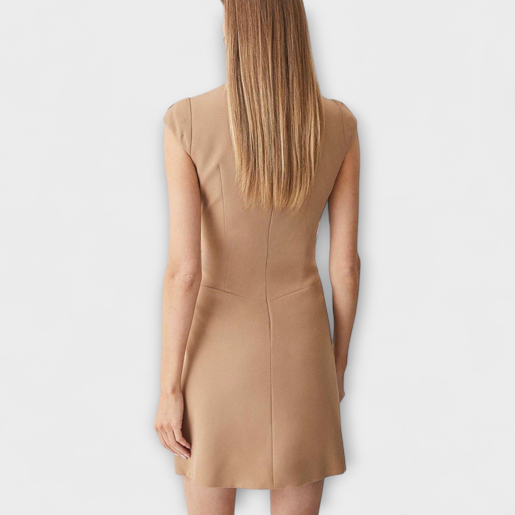 Women’s Mini Dress, Polyester, Short Sleeves, High Collar, Regular Fit