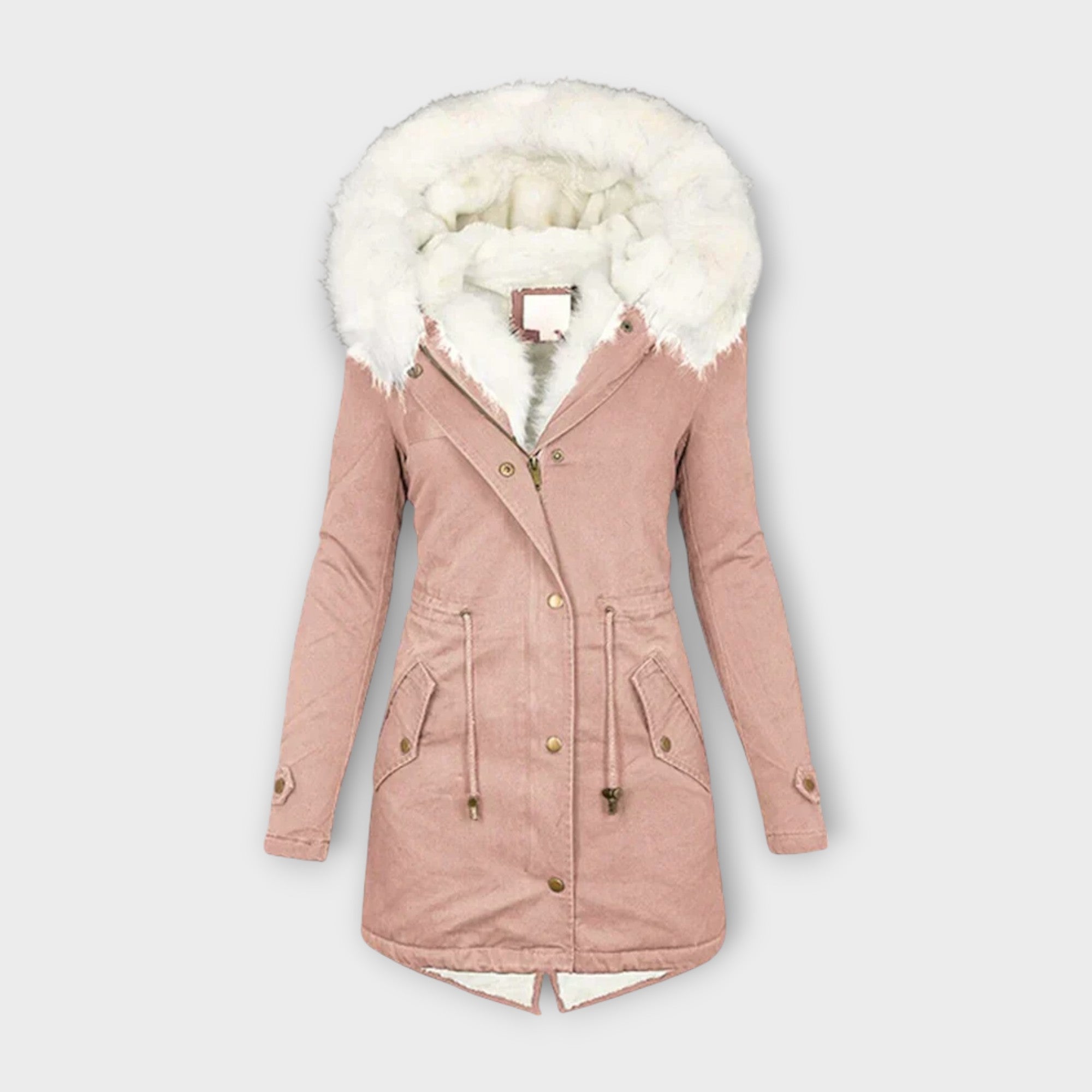 Women’s Winter Jacket, Extended Length, Long Sleeve, Insulated with Fur Lining, Weather-Resistant