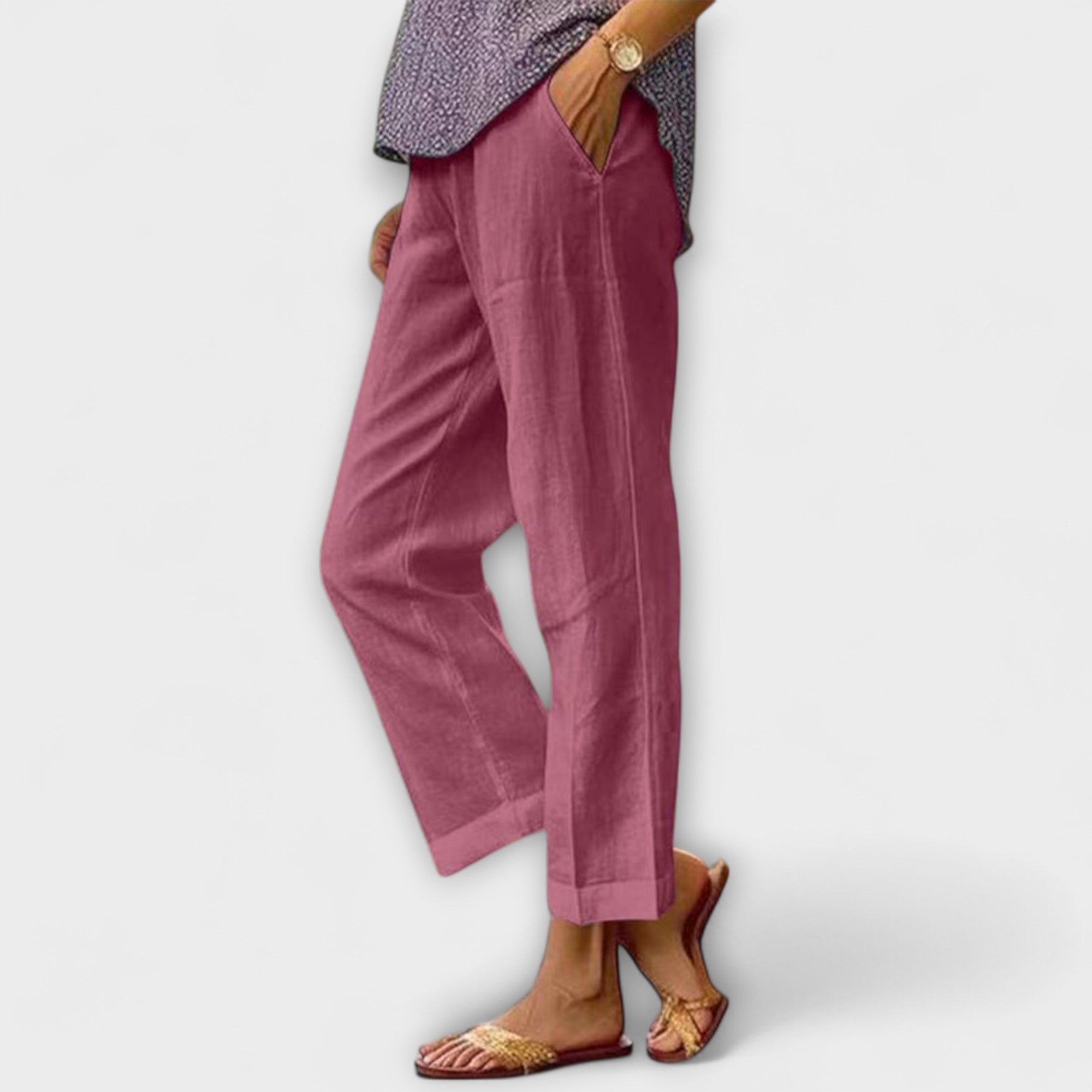 Women’s Trousers, Relaxed Straight Fit, Breathable Fabric, Warm-Weather Comfort