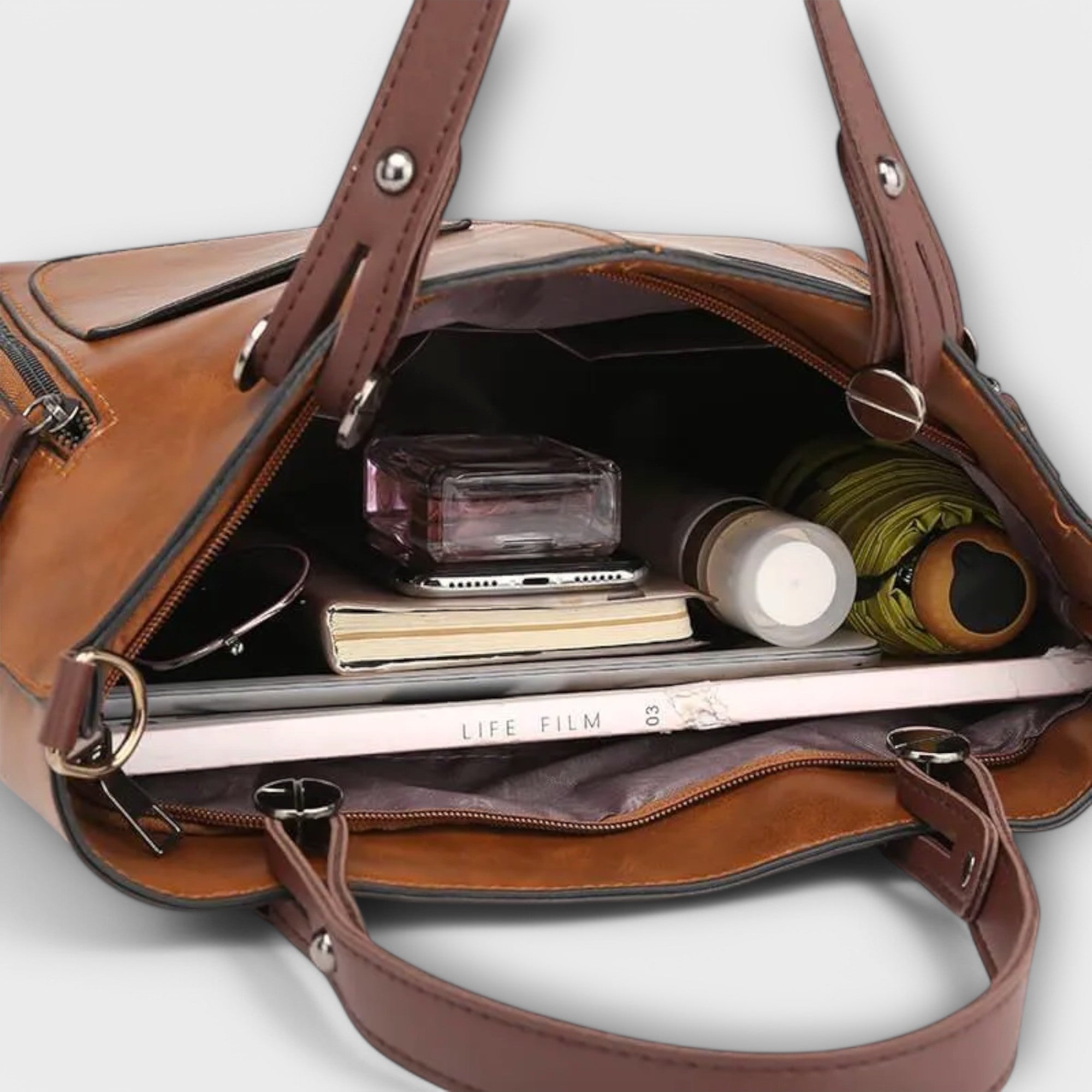 Leather Bag, Leather, Spacious Interior, Durable, Practical Design