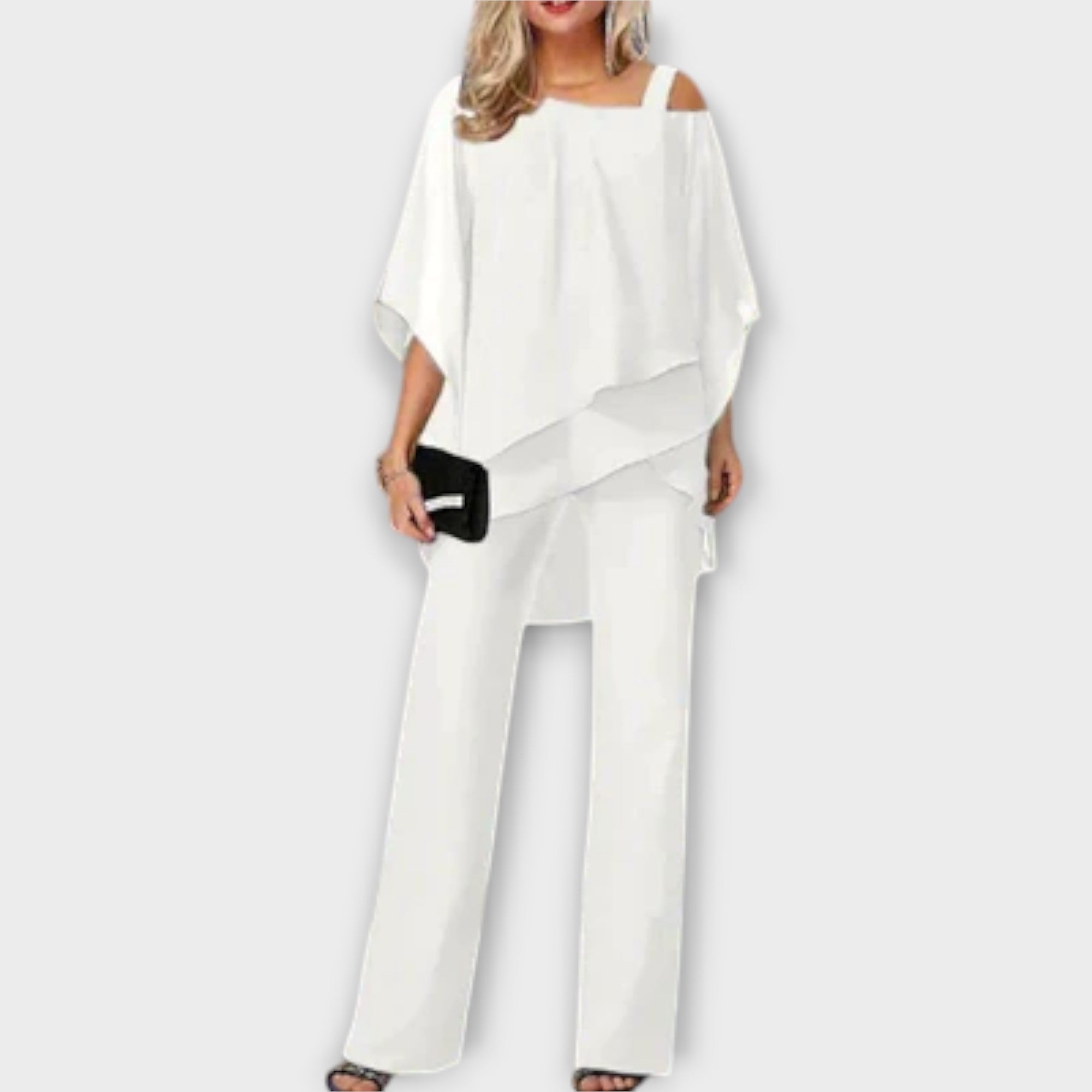 Women’s Evening Set, Strapless Top and Tailored Trousers, Chiffon Fabric