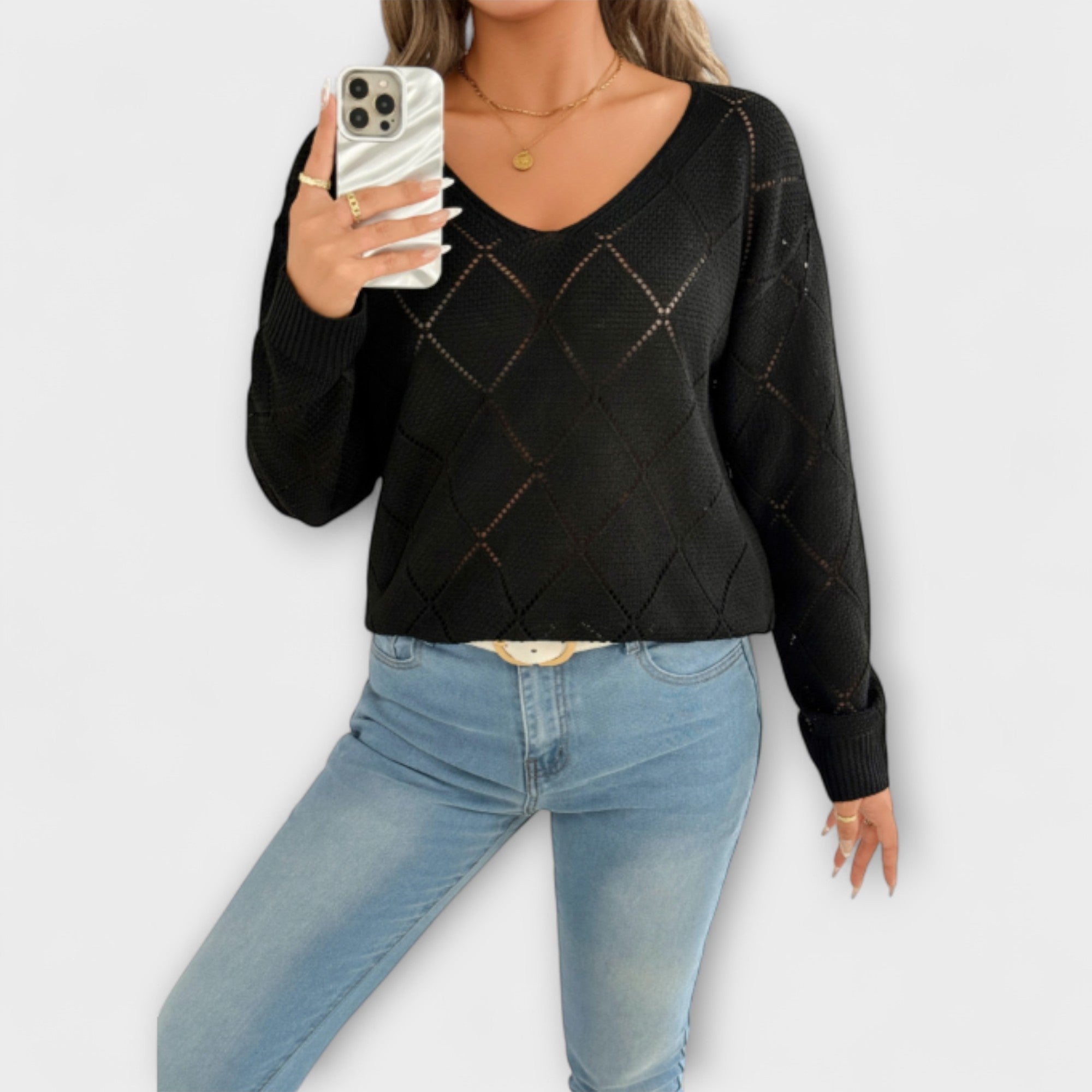 Women’s Casual Jumper, Knit Blend, Long Sleeve, Crew Neck, Relaxed Fit