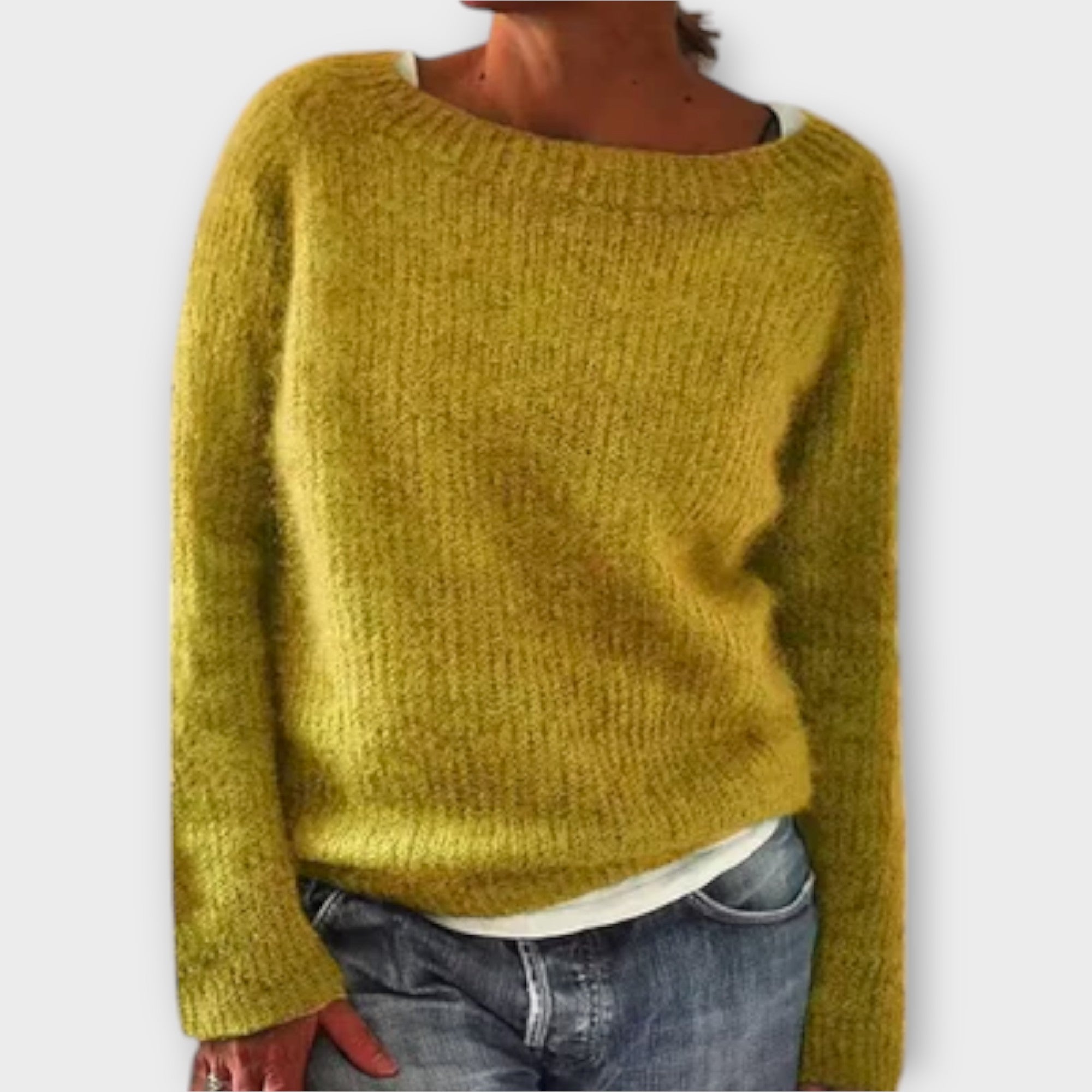 Women’s Lightweight Knit Sweater, Long Sleeve, Crew Neck, Oversized Fit