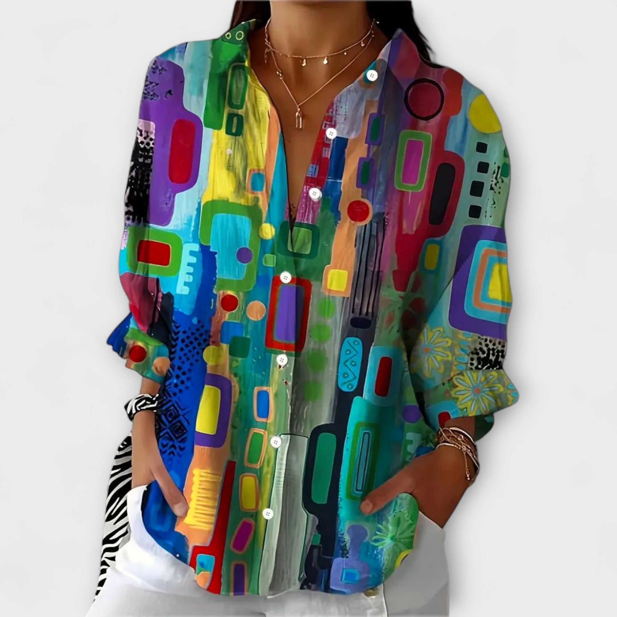 Women’s Blouse, Lightweight Long Sleeve, Relaxed Tailored Fit, Soft Breathable Fabric