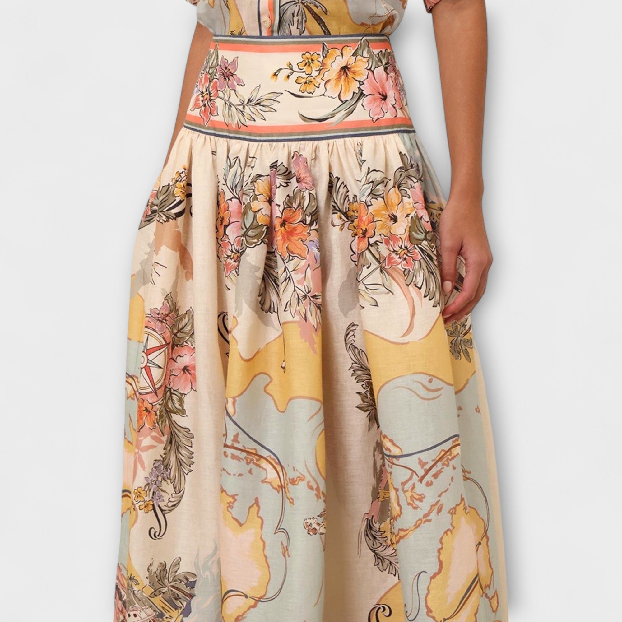 Women’s A-Line Skirt, High-Waisted, Tailored Fit, Sewn Side Pockets, Invisible Back Zip