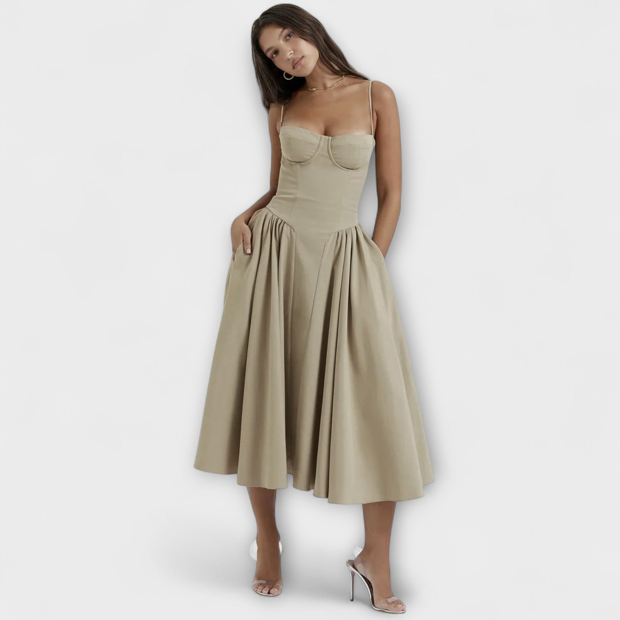 Women’s Sleeveless Corset Dress, Tailored Fit, Minimalist Elegant Silhouette