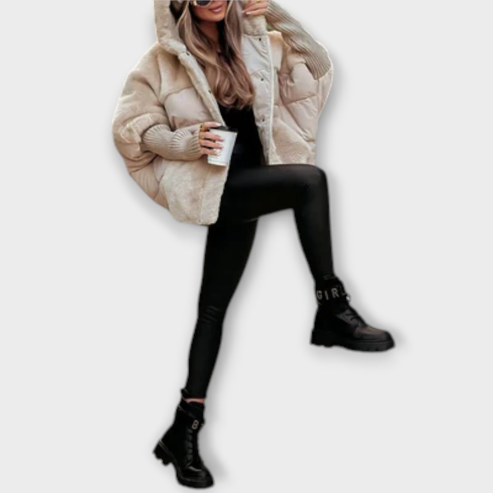 Women’s Puffer Jacket, Warm Fit, Fleece-Lined Hood, Teddy Mix Interior, Insulated Outer Shell