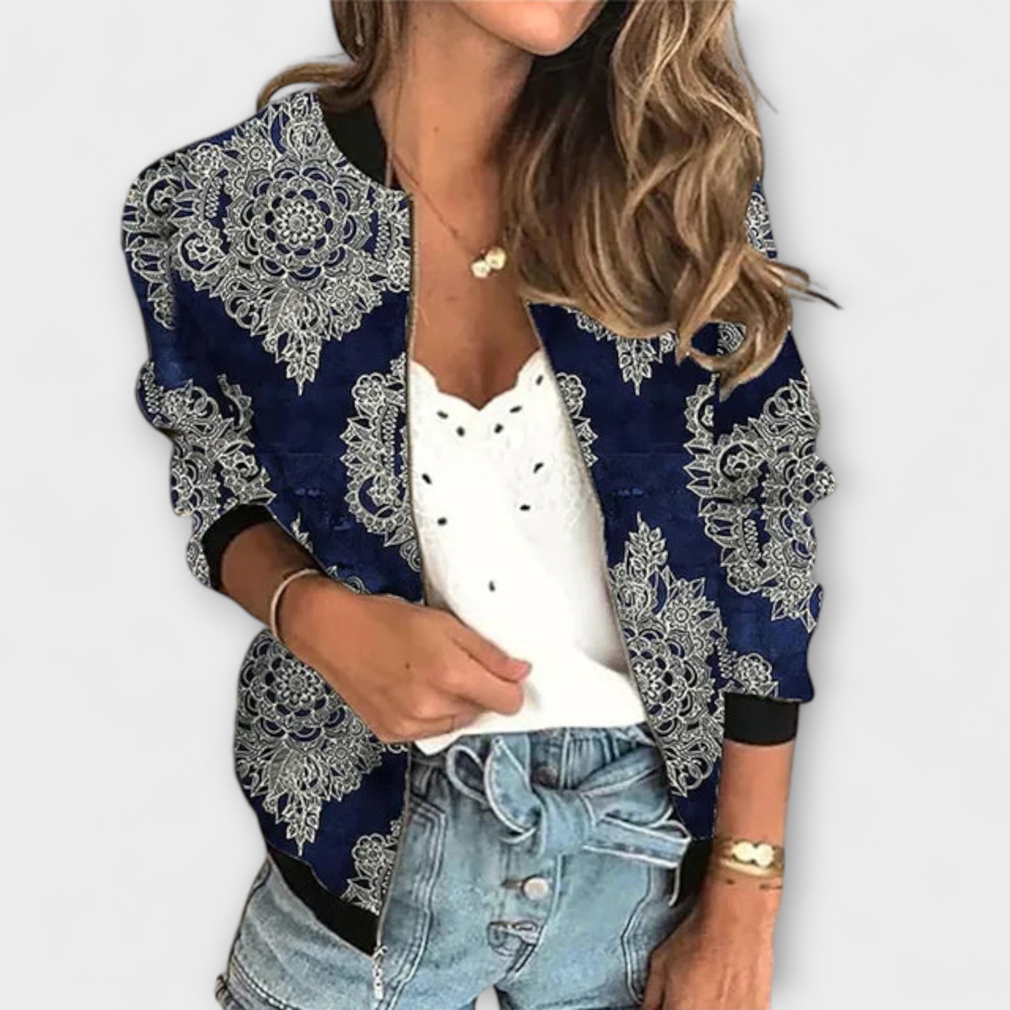 Women’s Printed Lightweight Jacket, Long Sleeve, Tailored Fit, Comfortable, Durable Fabric