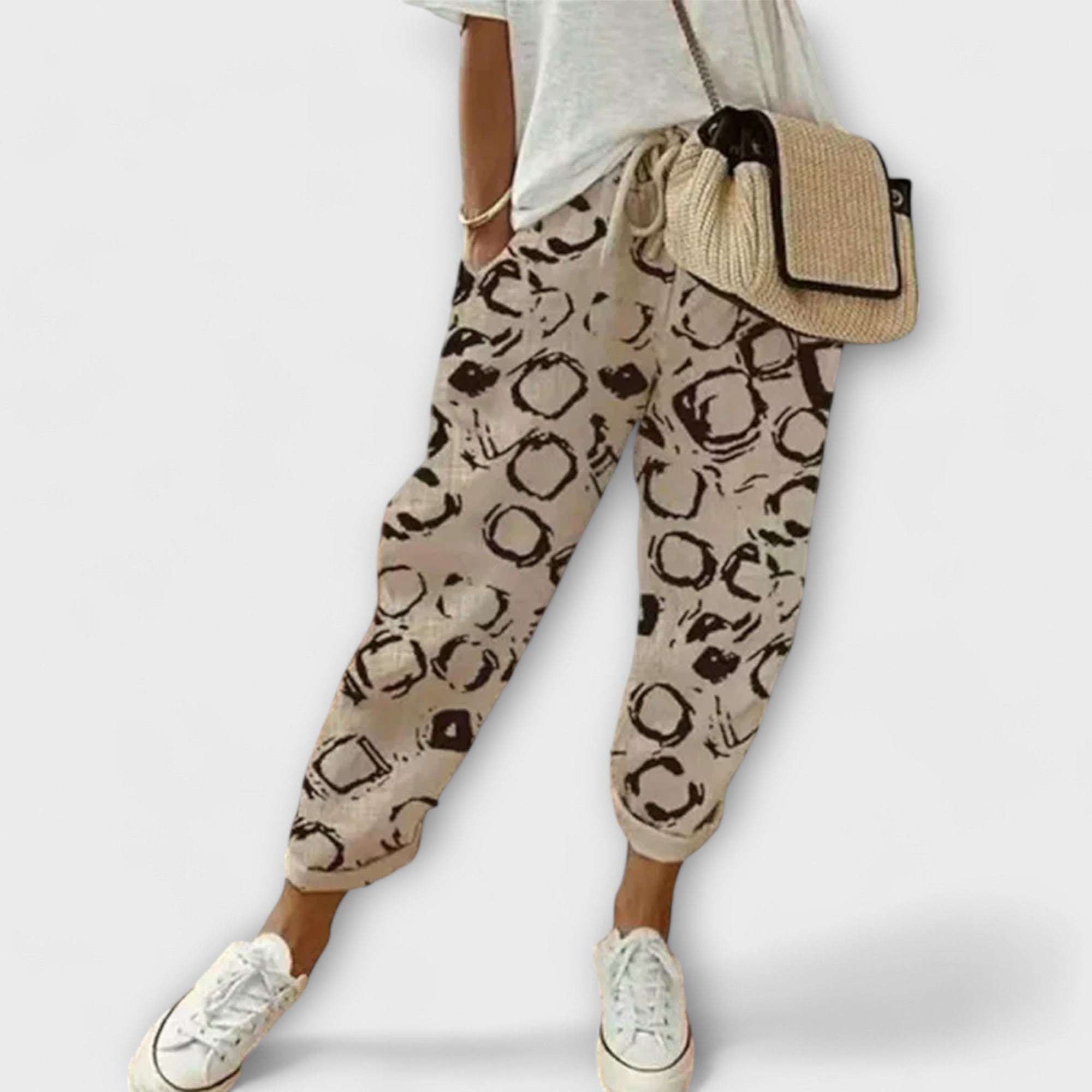 Women’s Cotton Linen Blend Trousers, Lightweight, Relaxed Fit, Breathable Durable Fabric