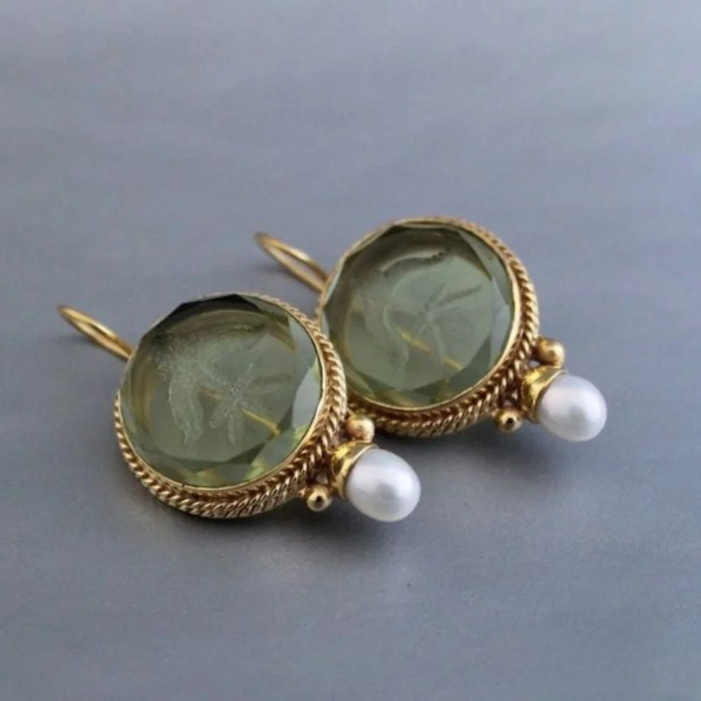 Women’s Earrings, Polished Metal, Durable Design, Sparkling Stones, Timeless Style