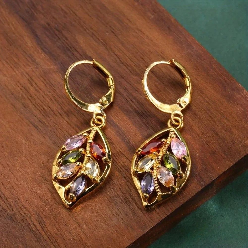 Women’s Earrings, Durable Metal, Polished Finish, Luminous Stone Design