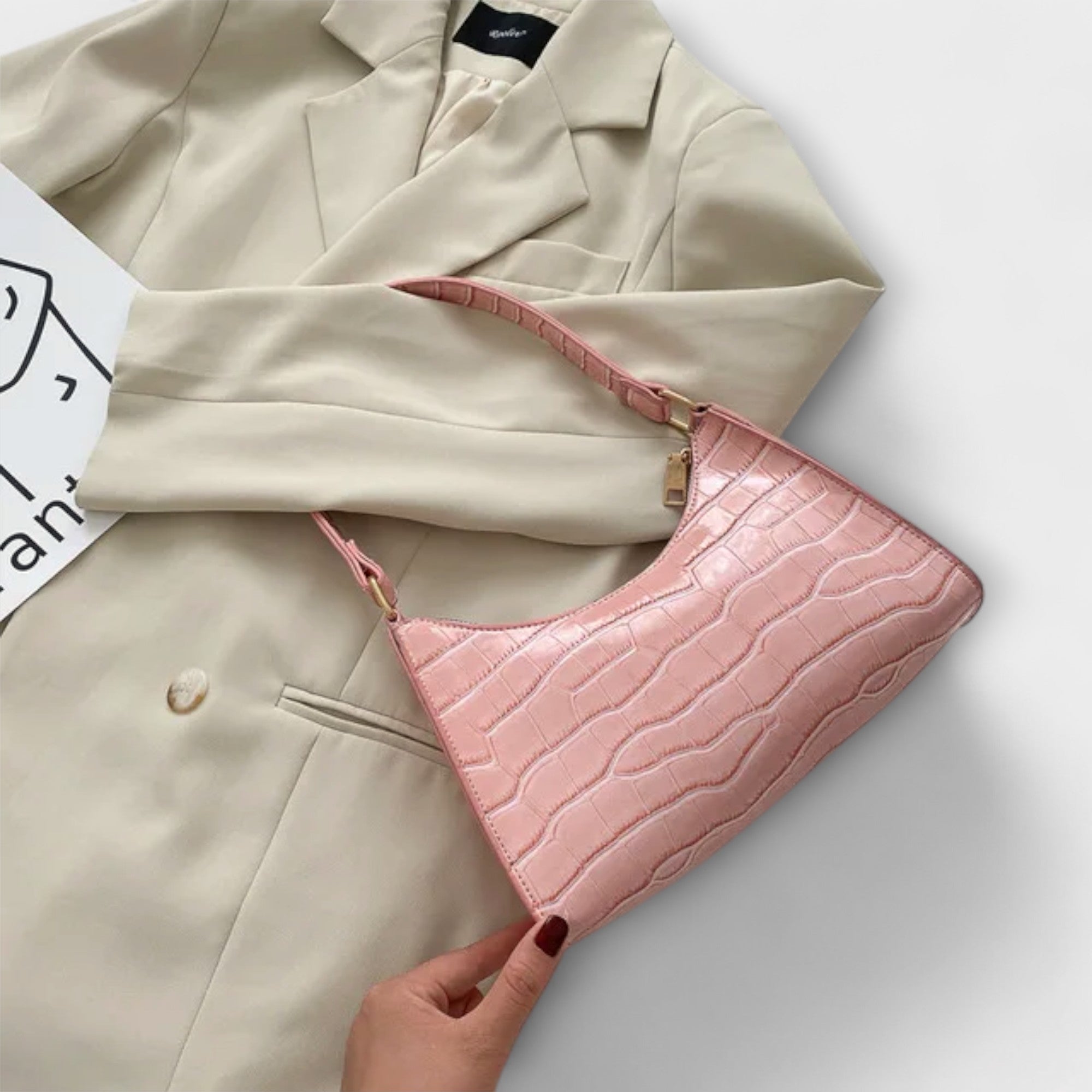 Leather Bag, Glossy Finish, Spacious Interior, Comfortable Handles, Versatile Design