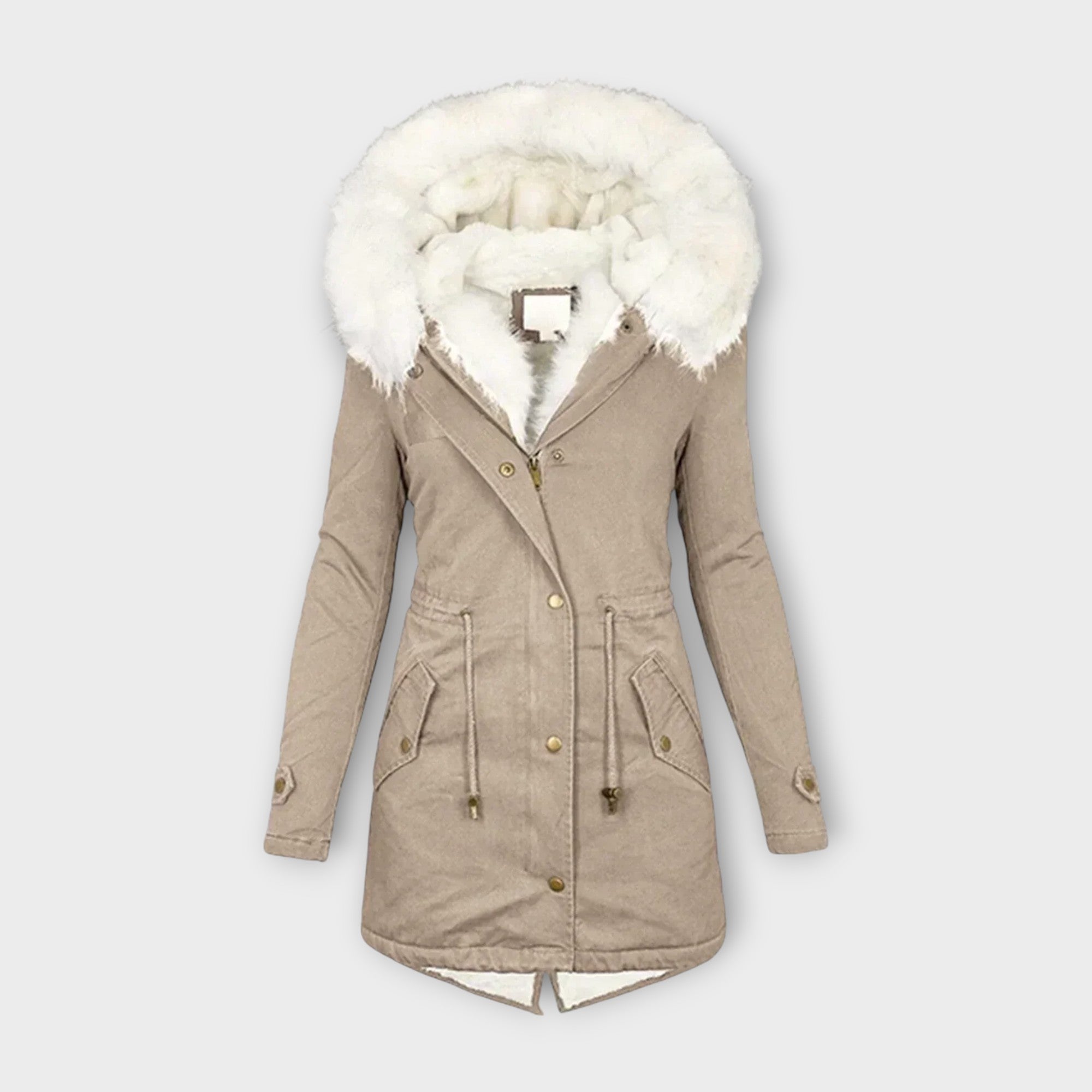 Women’s Winter Jacket, Extended Length, Long Sleeve, Insulated with Fur Lining, Weather-Resistant