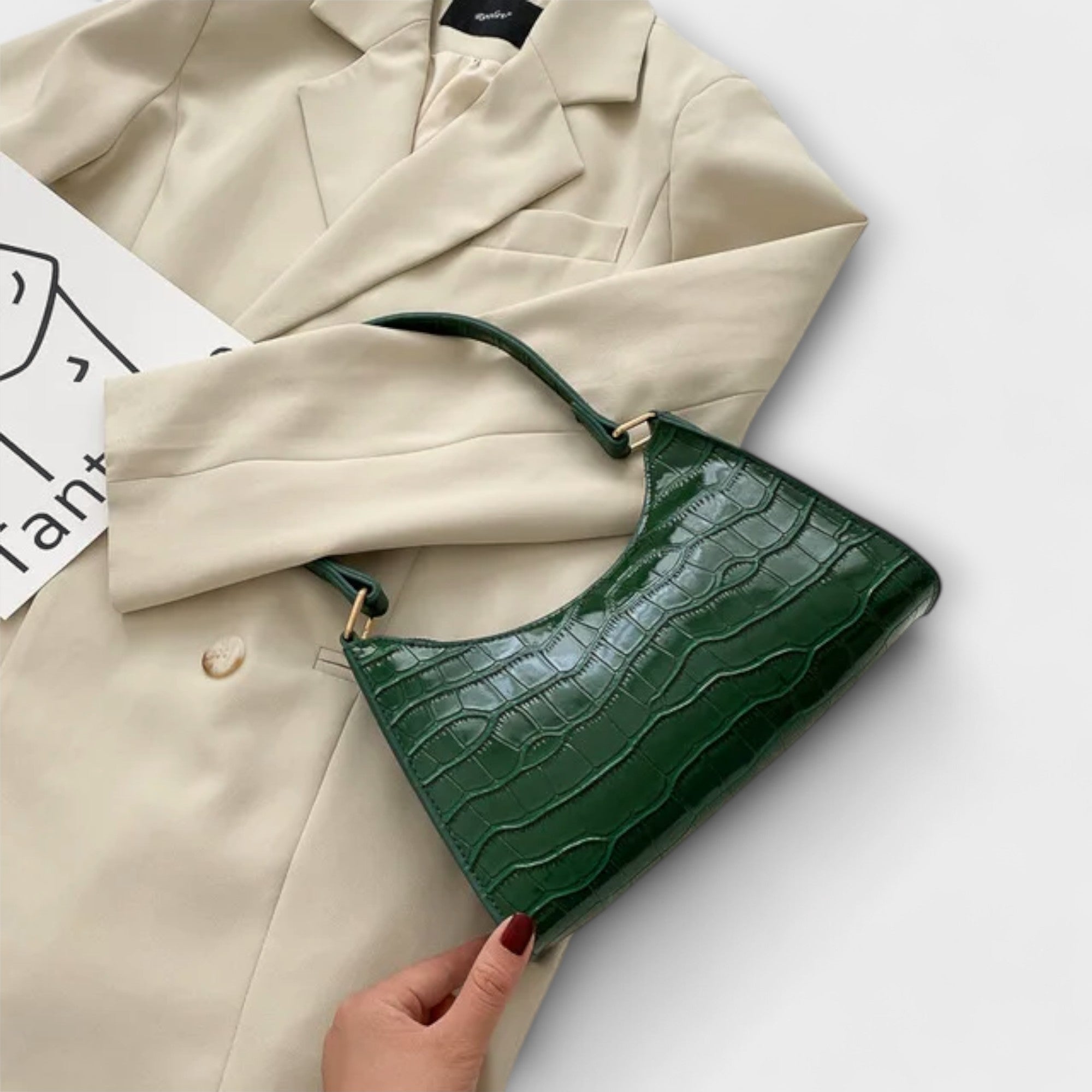 Leather Bag, Glossy Finish, Spacious Interior, Comfortable Handles, Versatile Design