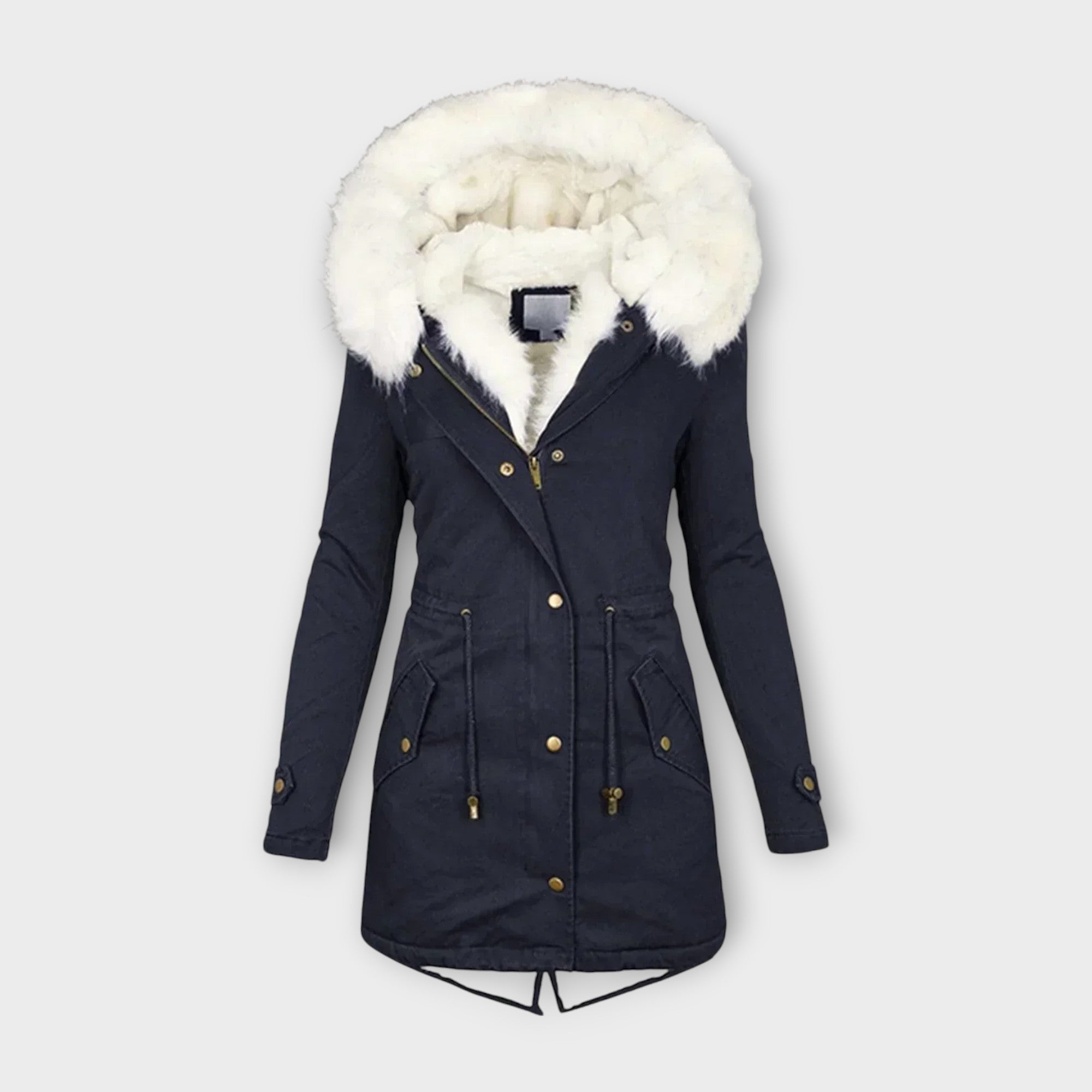 Women’s Winter Jacket, Extended Length, Long Sleeve, Insulated with Fur Lining, Weather-Resistant