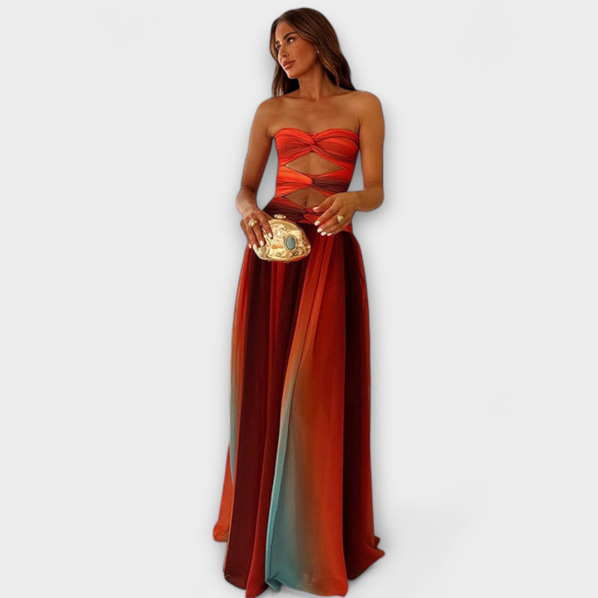 Women’s Maxi Dress, Strapless Neckline, A-Line Fit, Lightweight Breathable Material