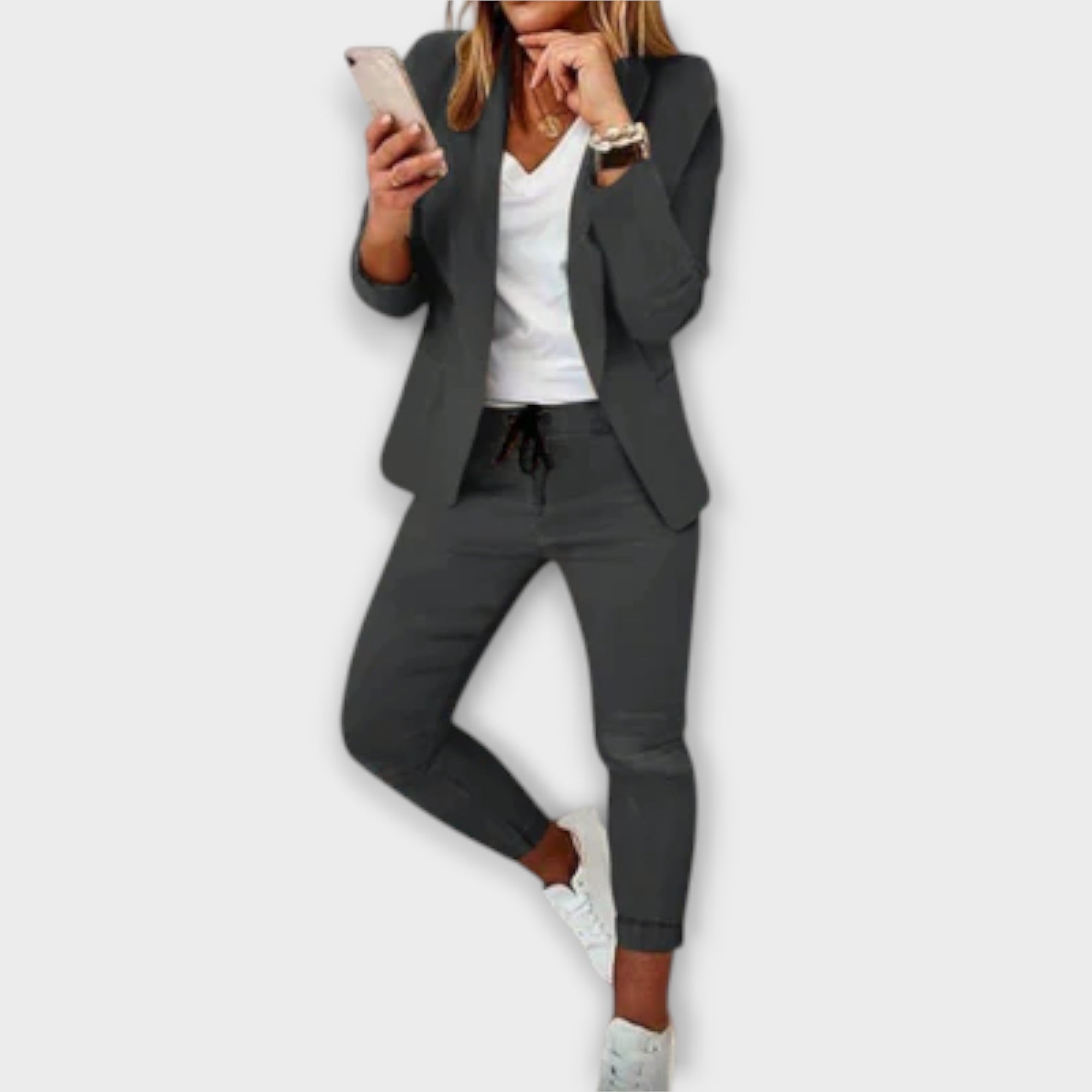 Women’s Tailored Blazer Set, Long Sleeve, Notched Collar, Professional Fit, Premium Fabric