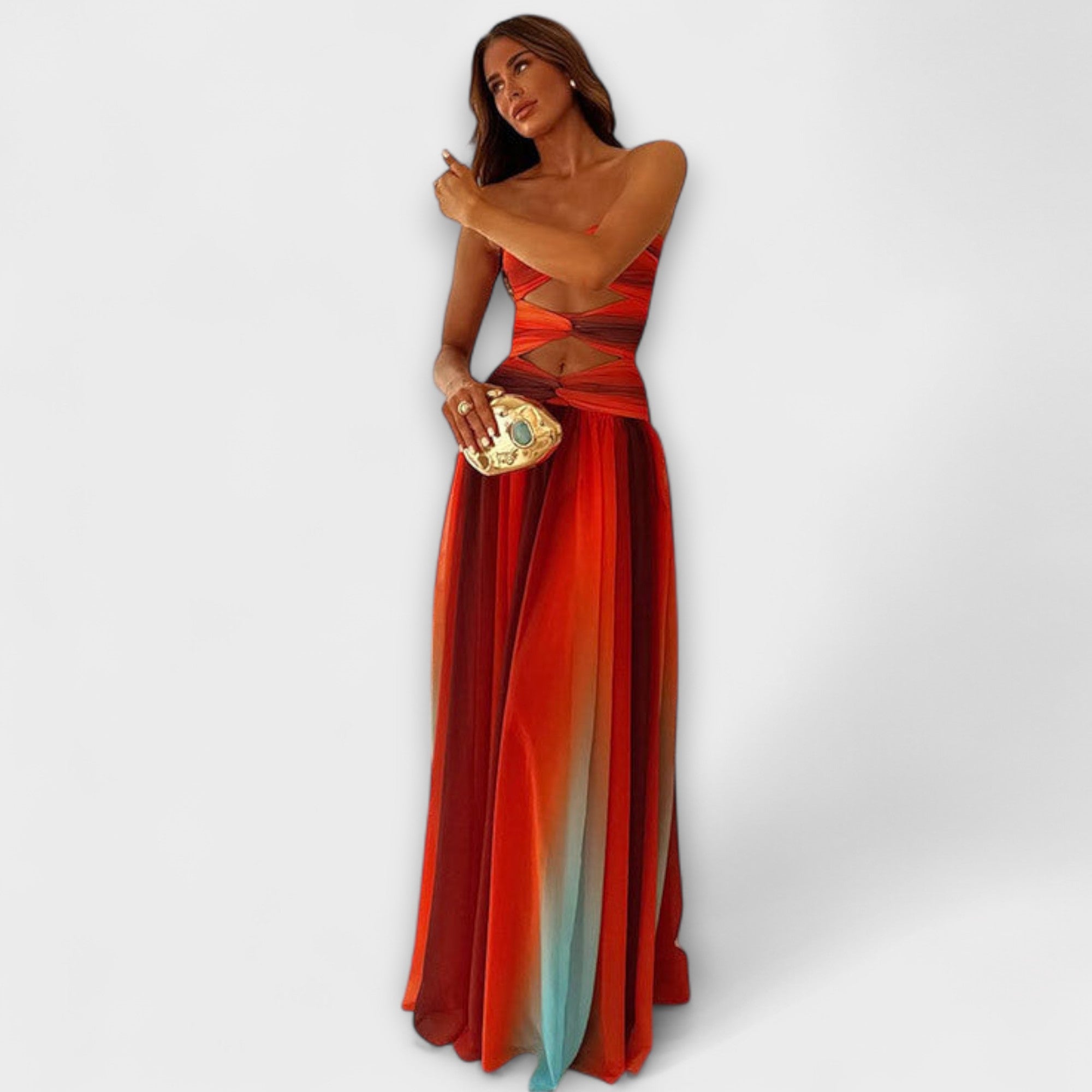 Women’s Maxi Dress, Strapless Neckline, A-Line Fit, Lightweight Breathable Material