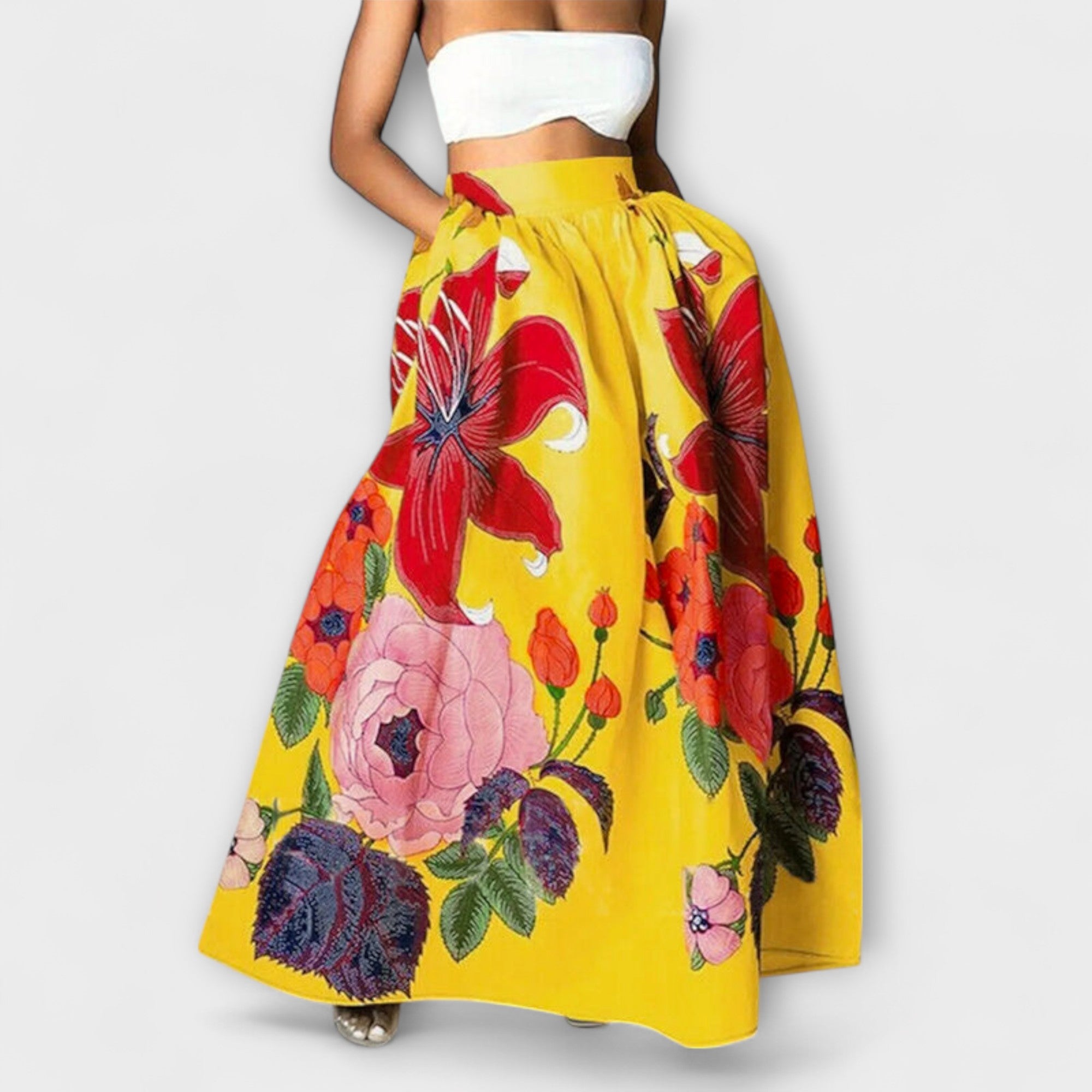 Women’s Maxi Skirt, High-Waisted, Floral Pattern, Flowy Fit, Soft Fabric, Versatile Style
