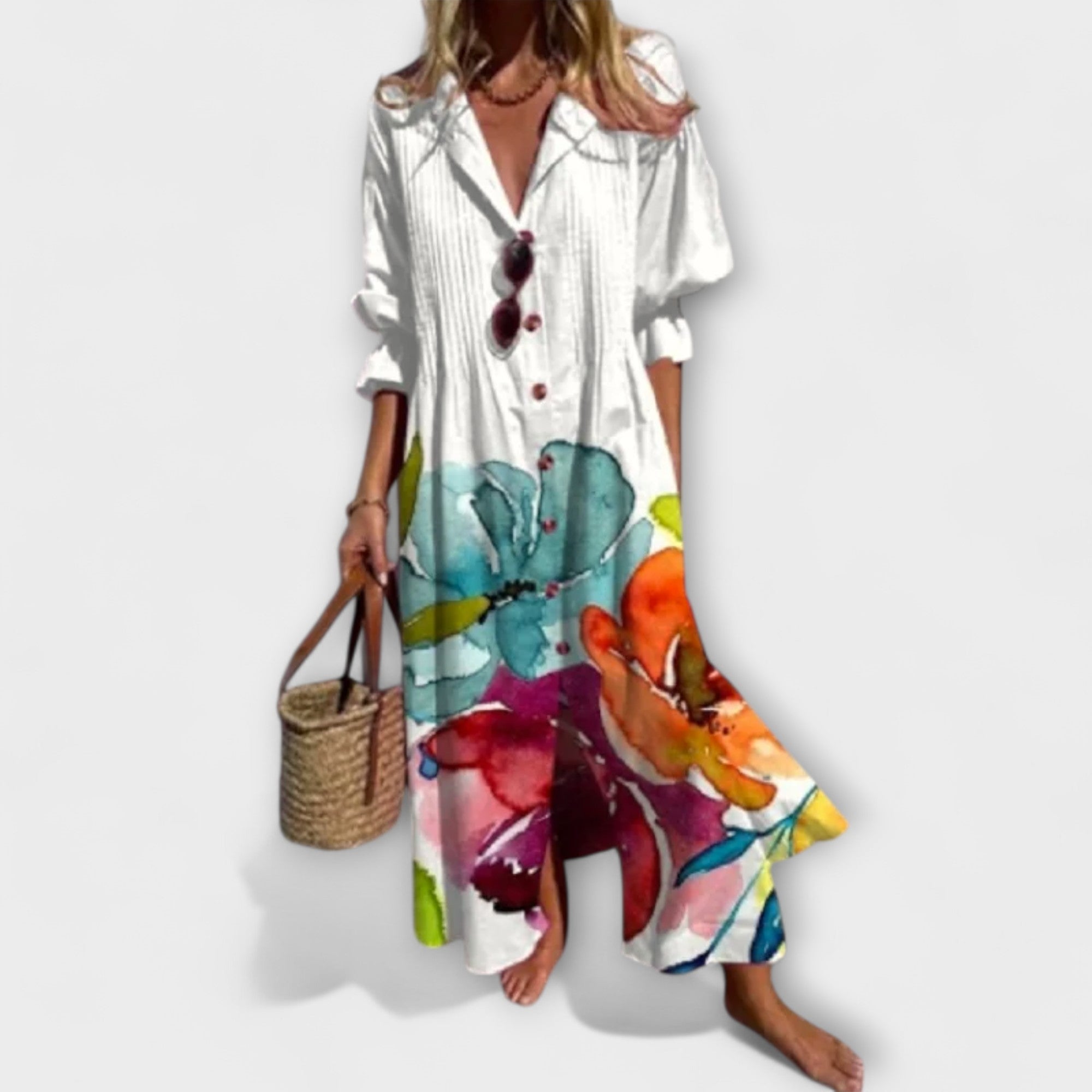 Women’s Maxi Dress, Floral Print, Sleeveless, V-Neck, Relaxed Fit, Lightweight Fabric