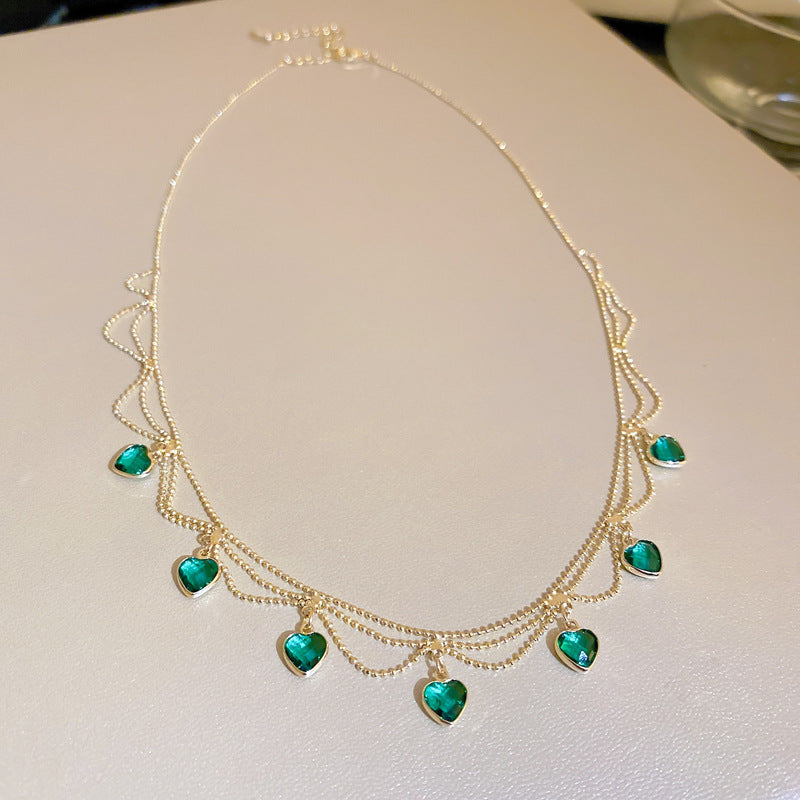 Women’s Adjustable Zinc Alloy Necklace, Heart Pendant with Zirconia, Adjustable Chain