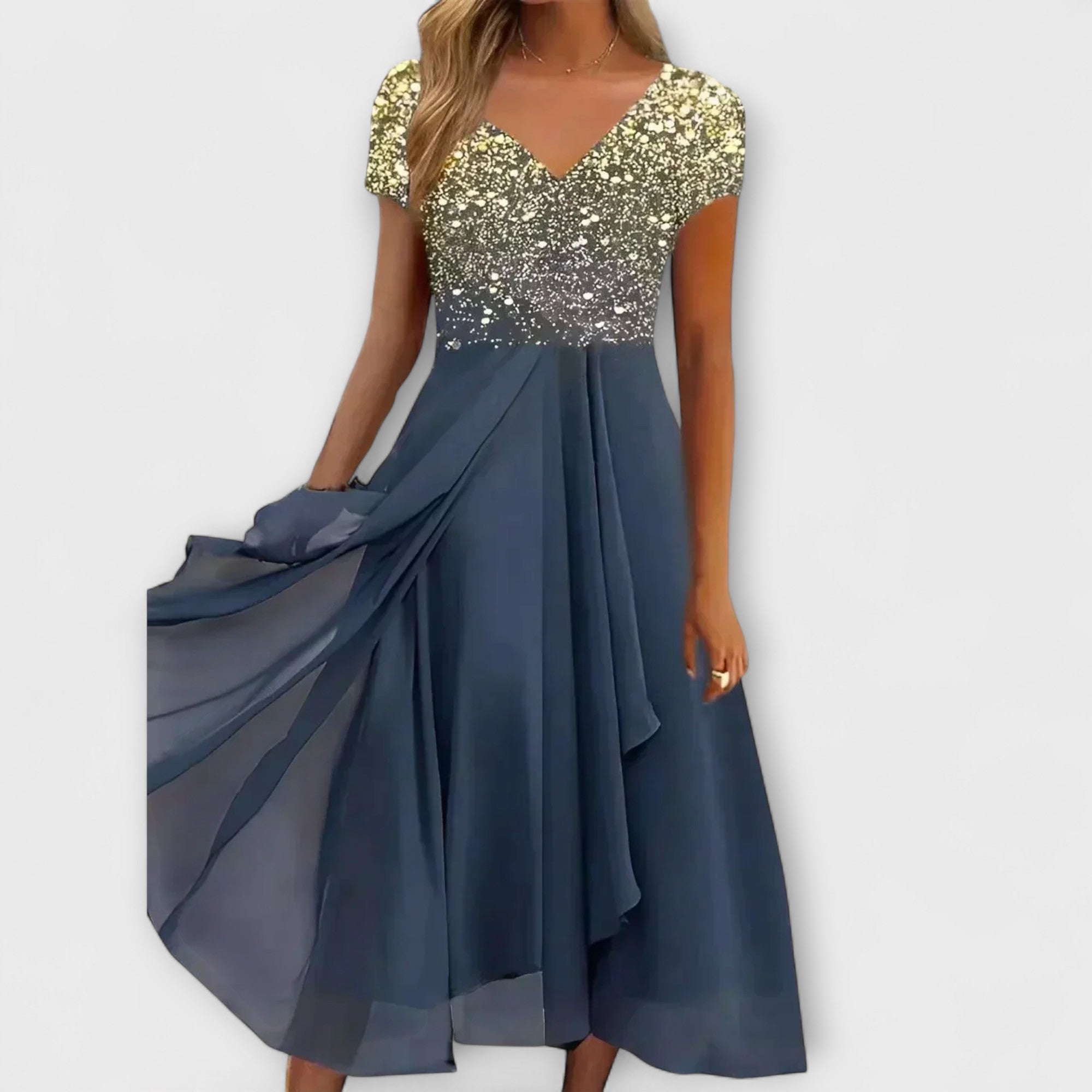 Women’s Chiffon Sleeveless Dress, Round Neckline, Flowy Fit, Lightweight, Elegant Silhouette