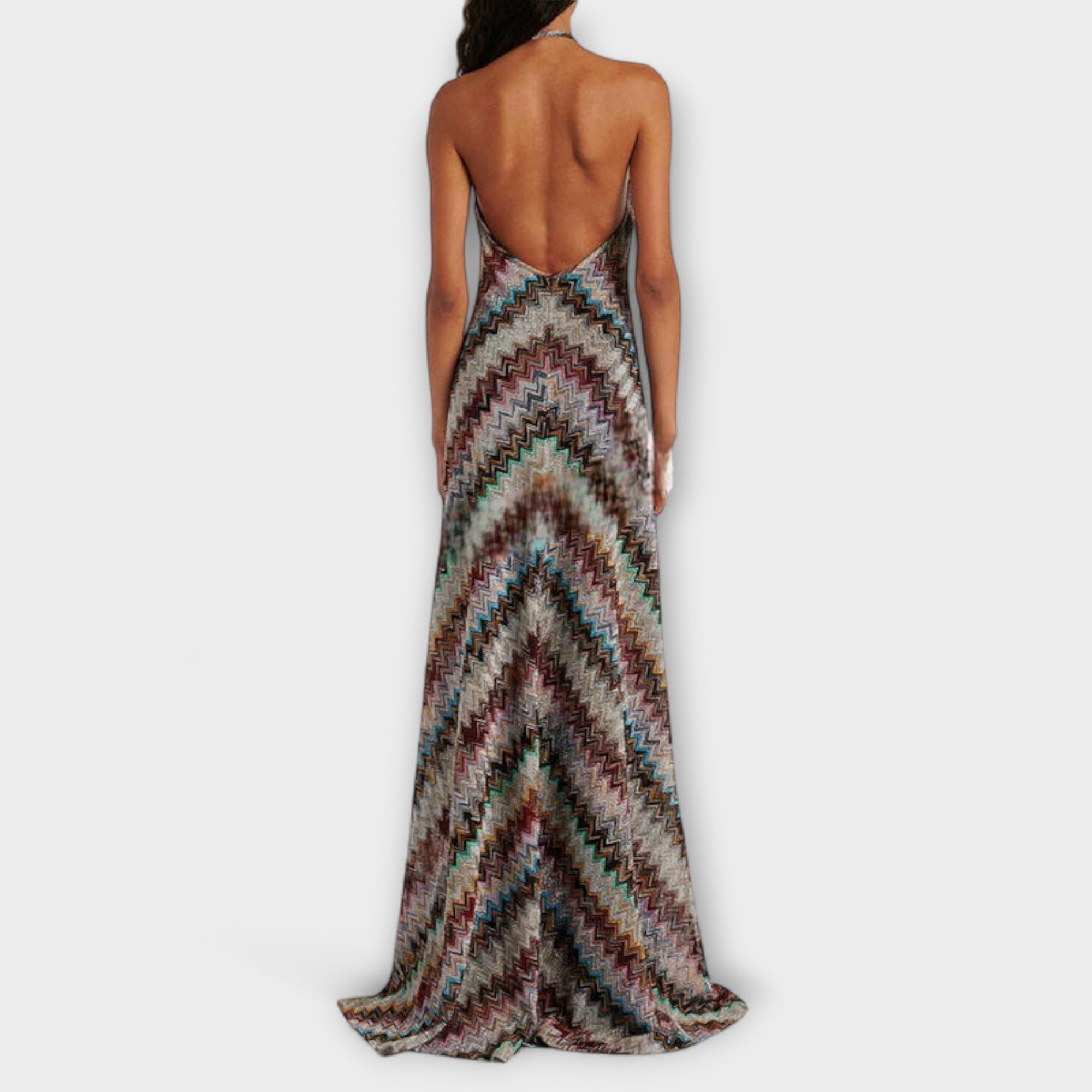 Women’s Ankle-Length Knitted Dress, Sleeveless, Halter Neck, Relaxed Fit, Breathable Fabric