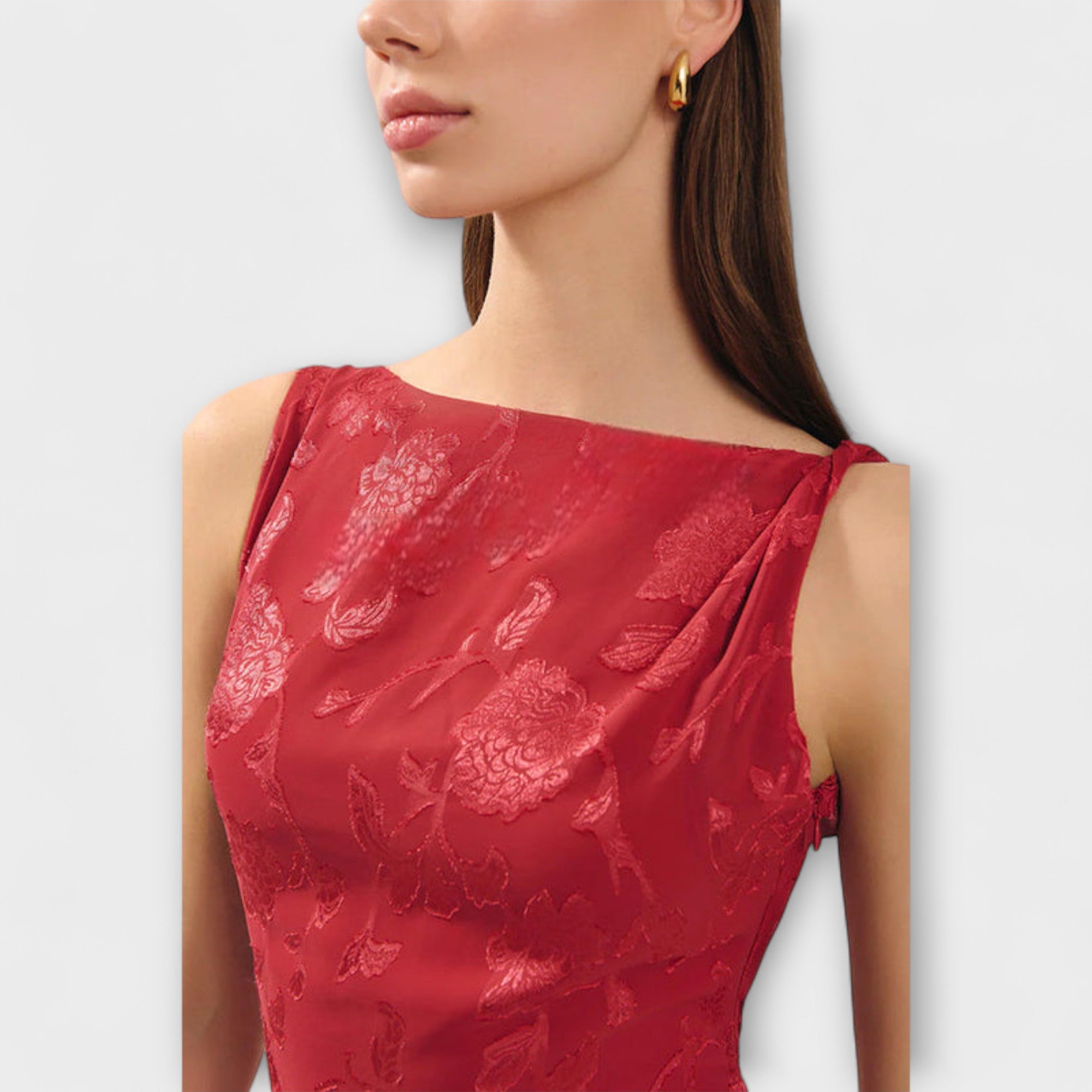 Women’s Ankle-Length Polyester Dress, Sleeveless, Slim Fit, Round Neck, Holiday Party Wear