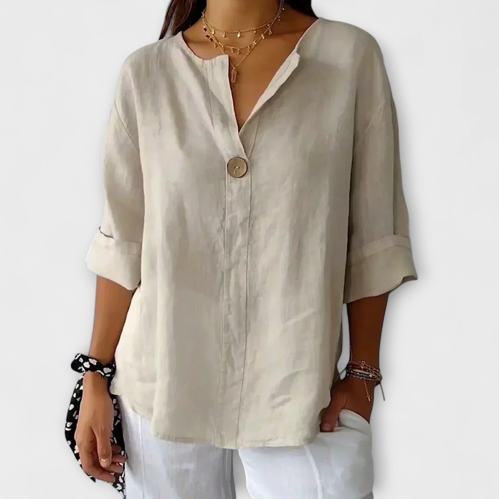 Women’s Blouse, Soft Fabric, V-Neckline, Versatile Fit, Comfortable and Breathable