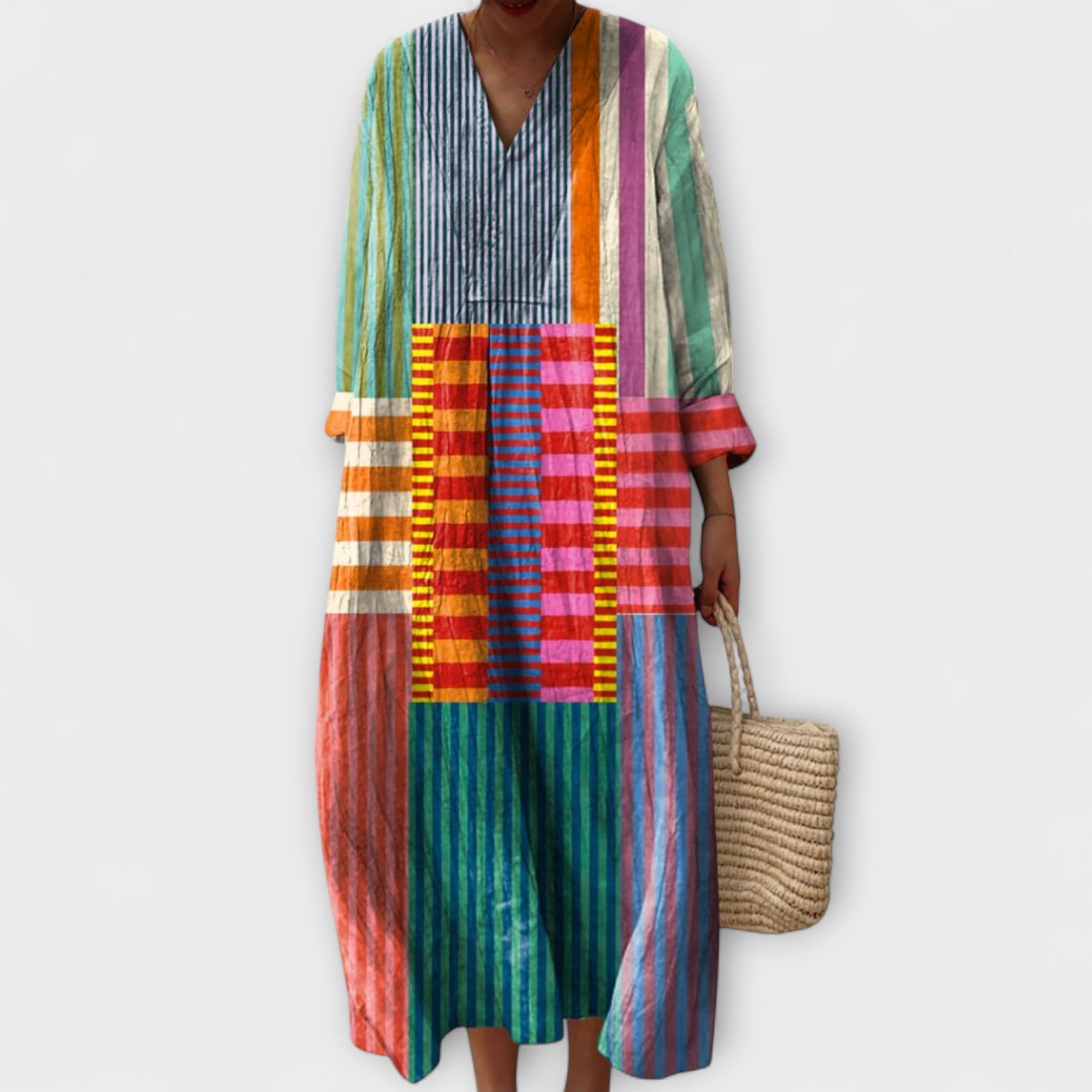 Women’s Dress, Geometric Pattern, Relaxed Fit, Breathable Durable Fabric, Versatile Silhouette