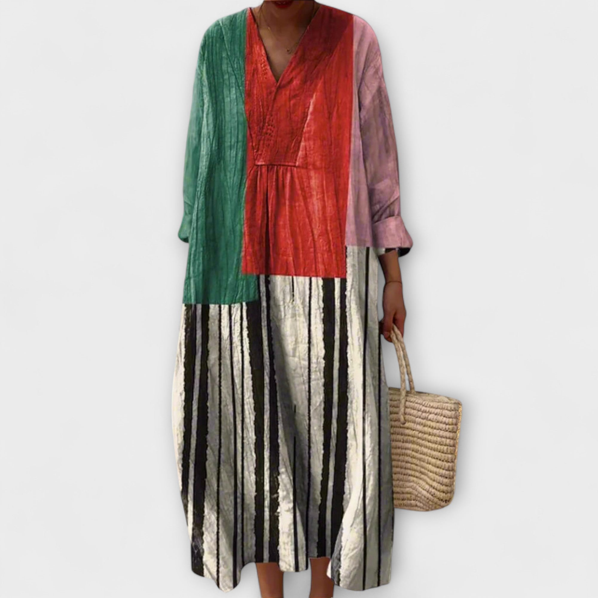 Women’s Dress, Pink, Geometric Pattern, Flattering Fit, Breathable Fabric