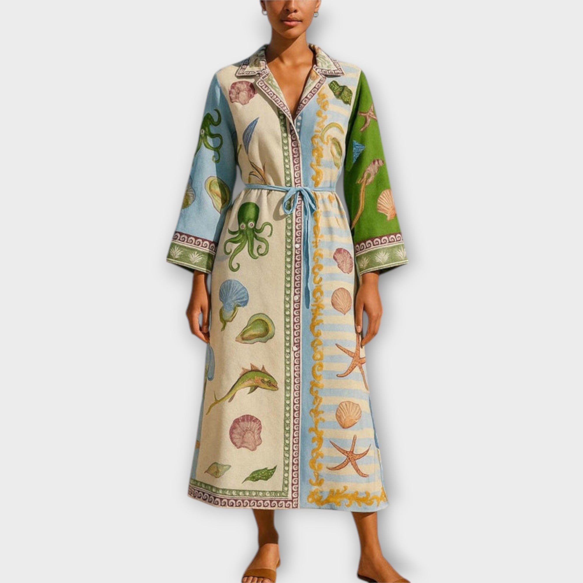 Women’s Floral Midi Dress, Sleeveless, Button Neckline, Flowing Fit, Breathable Fabric