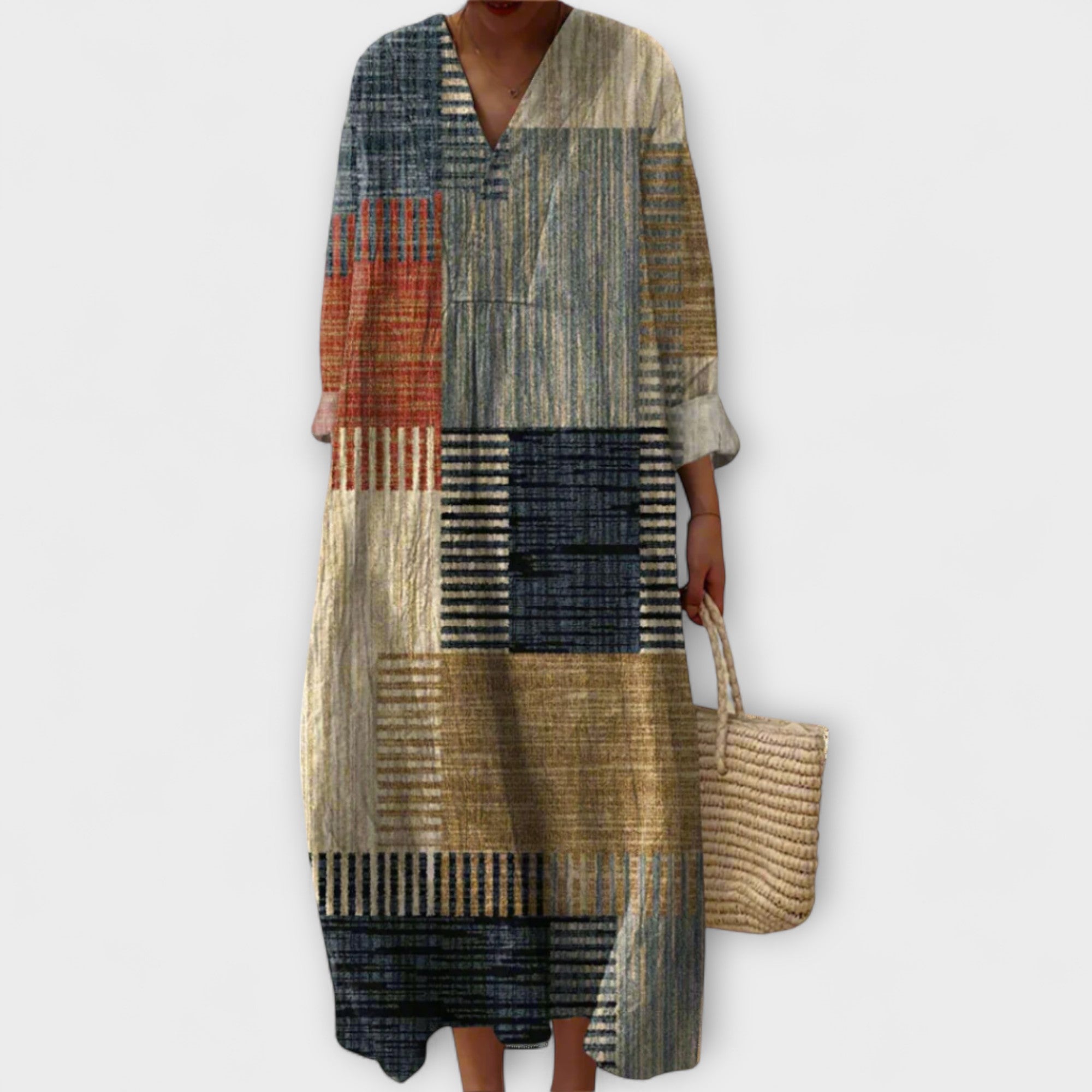 Women’s Geometric Pattern Dress, Breathable Durable Fabric, Comfortable Relaxed Fit