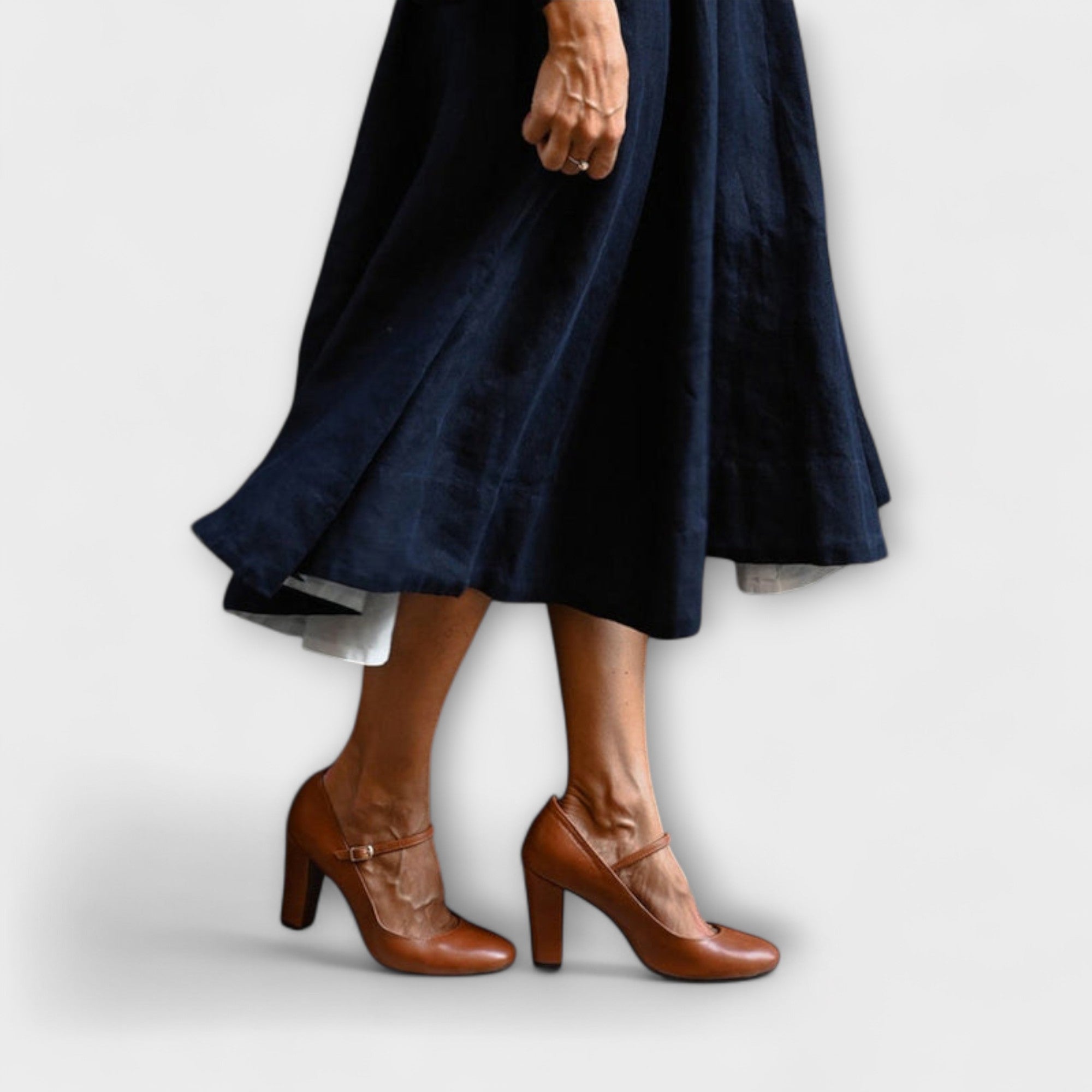 Women’s Heeled Mary Jane Shoes, Synthetic Leather, Cushioned Insoles, Block Heel, Rounded Toe