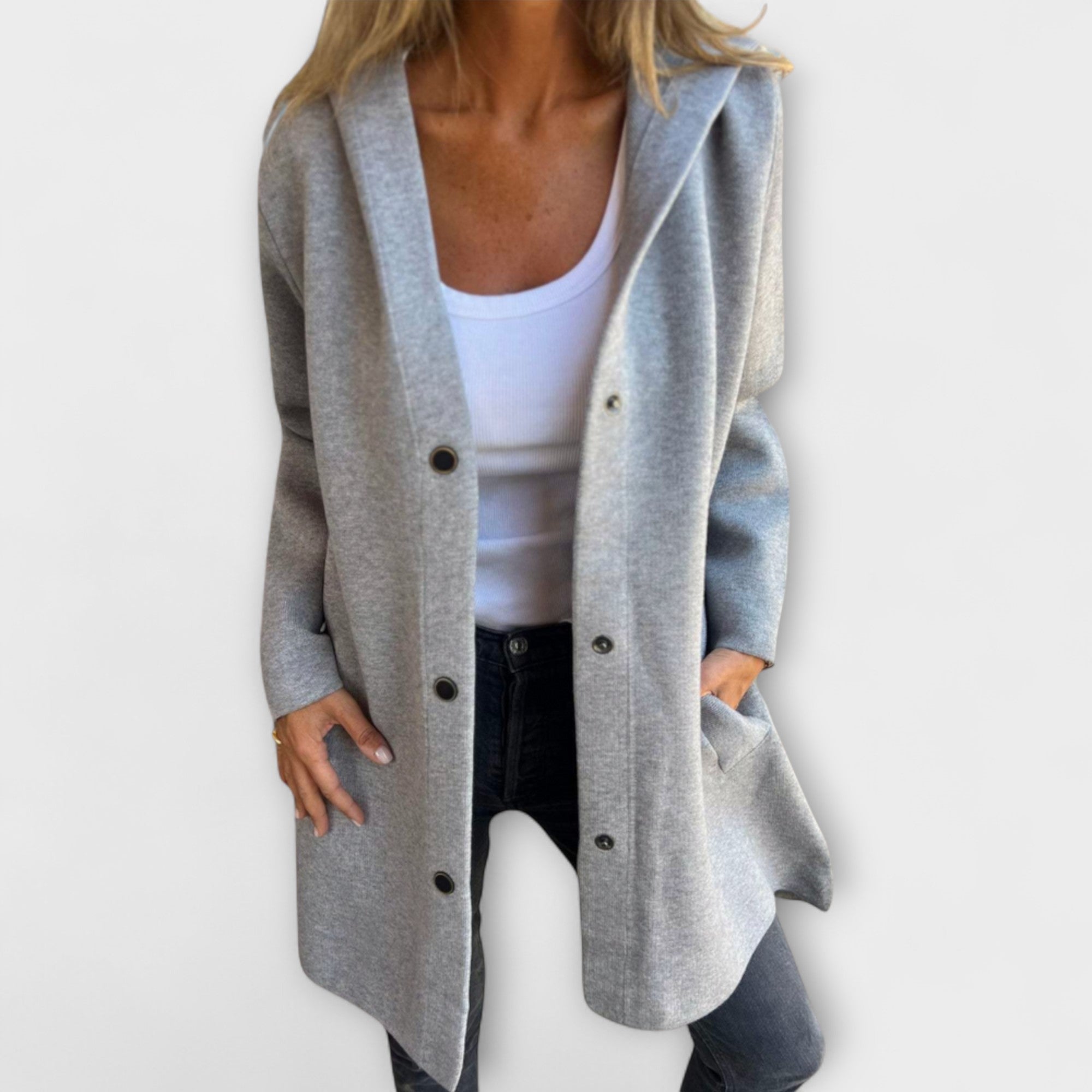 Women’s Hooded Jacket, Single-Breasted, Relaxed Fit, Casual Outerwear