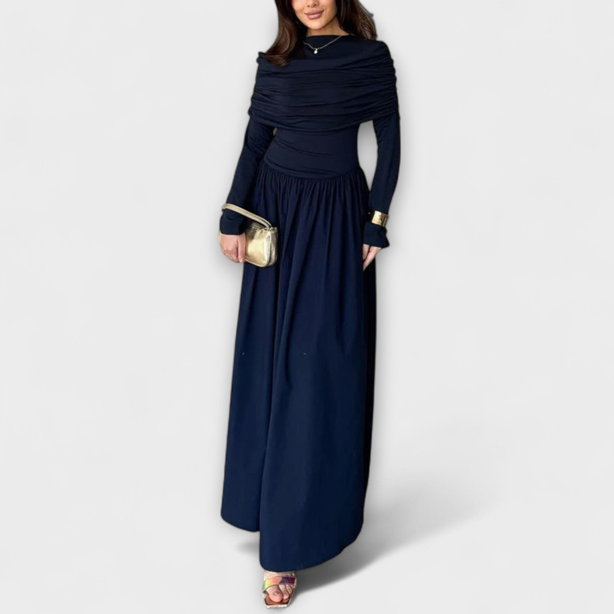 Women’s Knee-Length Dress, Tailored Fit, Short Sleeve, Round Neckline, Polyester, Breathable Fabric