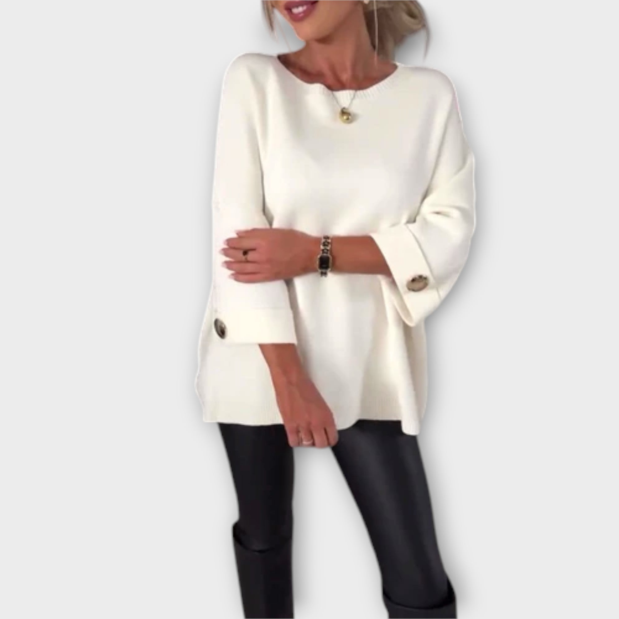 Women’s Knitted Jumper, Soft Fabric, Long Sleeve, Crew Neck, Tailored Fit