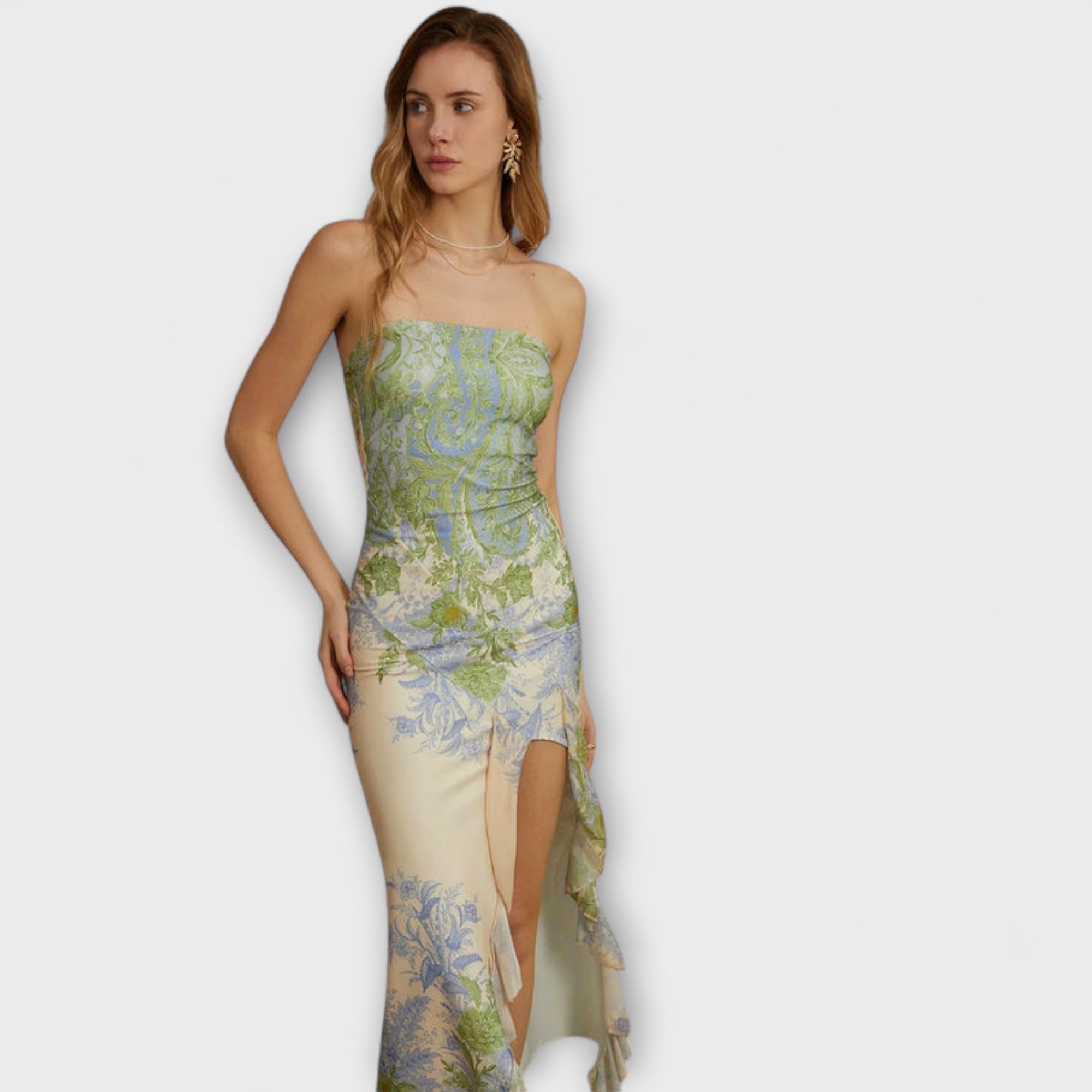 Women’s Lightweight Dress, Elastane Polyester Blend, Flowing Fit, Boho-Chic Style