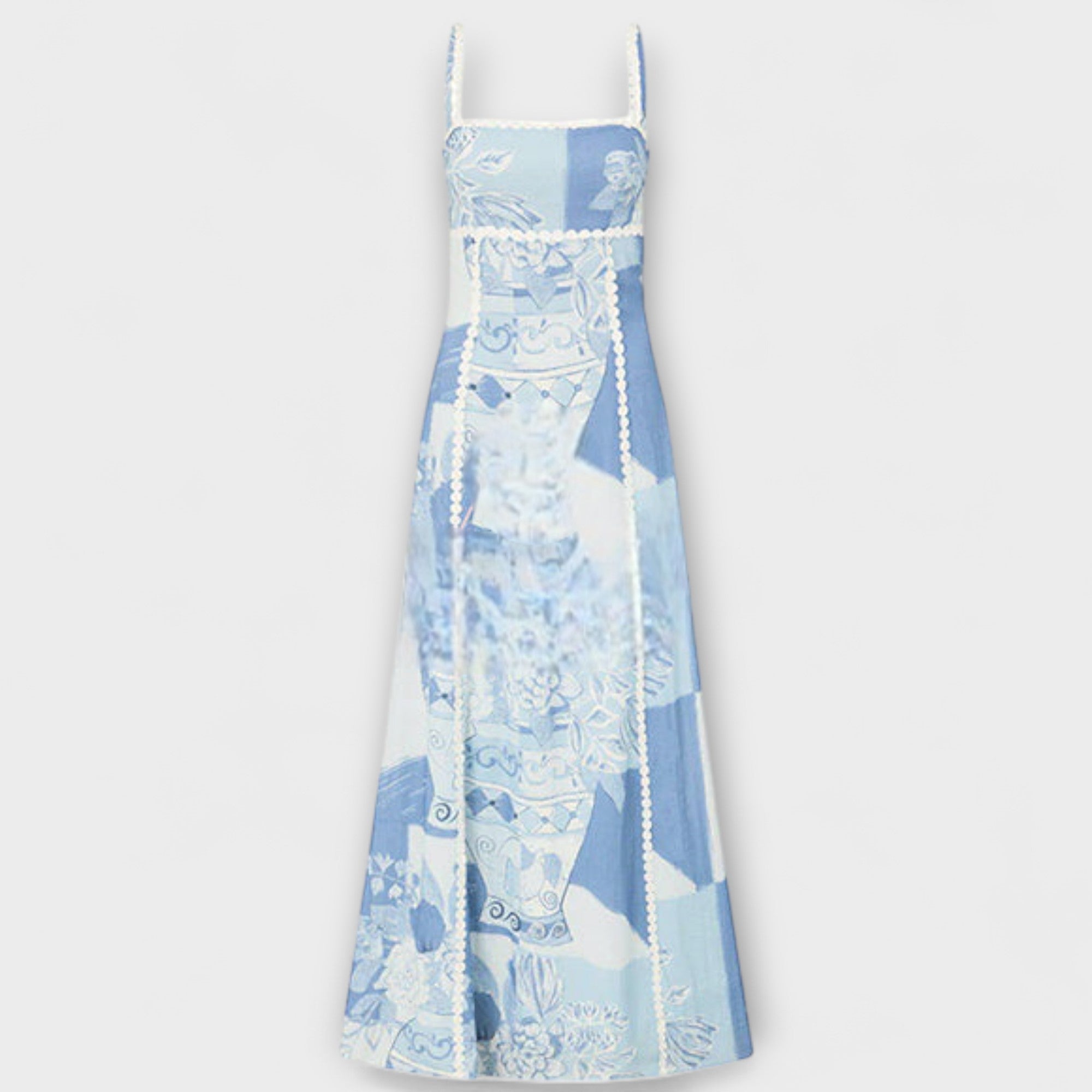 Women’s Linen Blend Maxi Dress, Sleeveless, Square Neckline, Ankle-Length, Flattering Fit